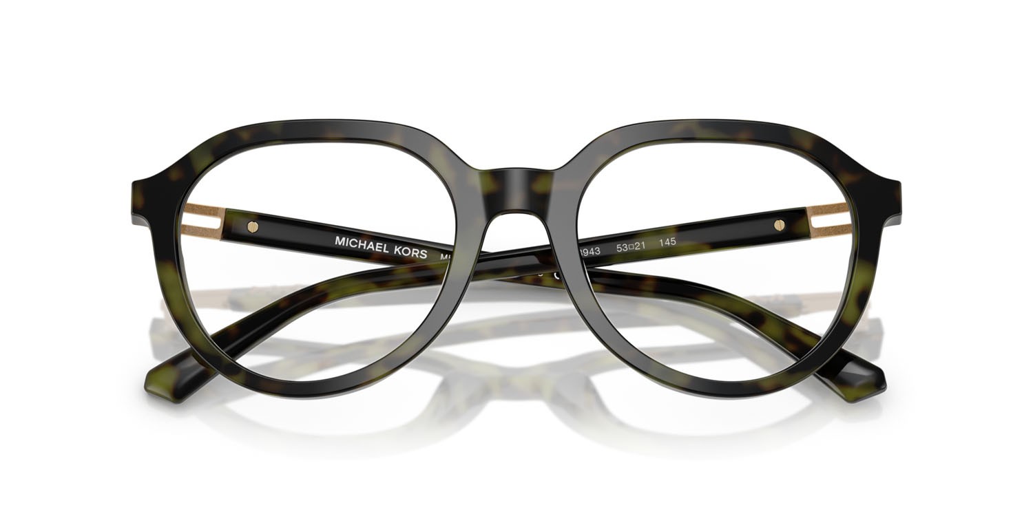Occhiali da vista Michael Kors Redwood MK 4129 (3943) colore verde oliva tartarugato forma rotondo lenti lente demo