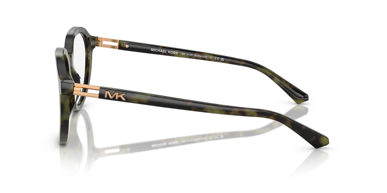 Occhiali da vista Michael Kors Redwood MK 4129 (3943) colore verde oliva tartarugato forma rotondo lenti lente demo