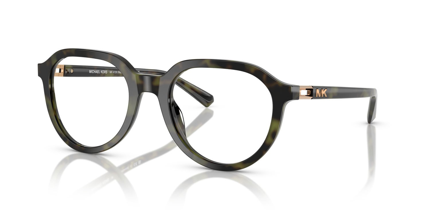 Occhiali da vista Michael Kors Redwood MK 4129 (3943) colore verde oliva tartarugato forma rotondo lenti lente demo