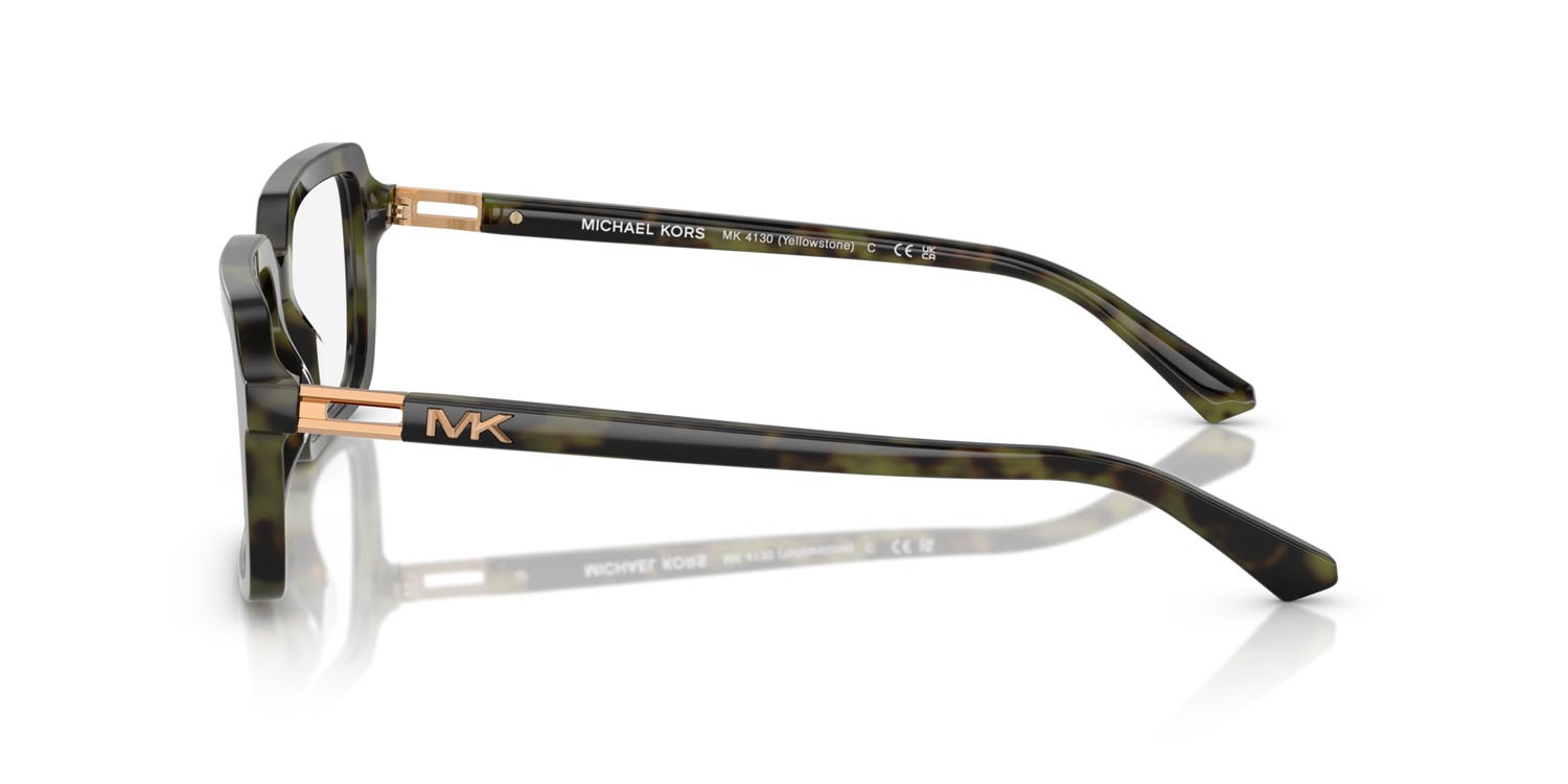 Occhiali da vista Michael Kors Yellowstone MK 4130 (3943) colore verde oliva tartarugato forma rettangolare lenti lente demo