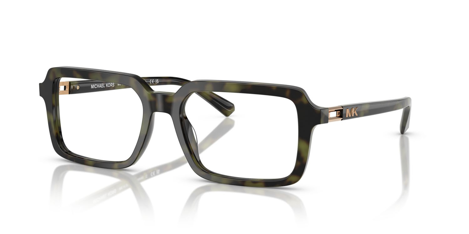 Occhiali da vista Michael Kors Yellowstone MK 4130 (3943) colore verde oliva tartarugato forma rettangolare lenti lente demo