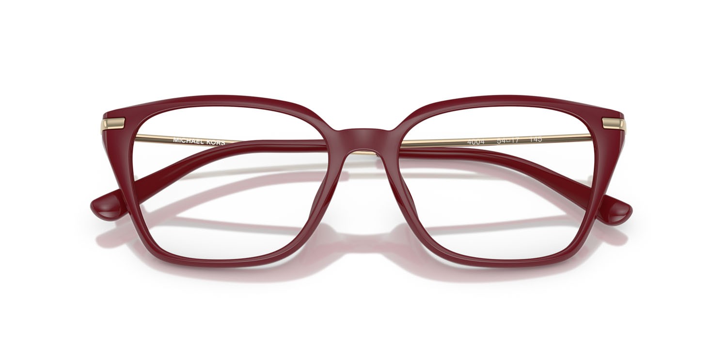 Occhiali da vista Michael Kors Hainan MK 4133D (4004) colore rosso intenso forma rettangolare lenti lente demo