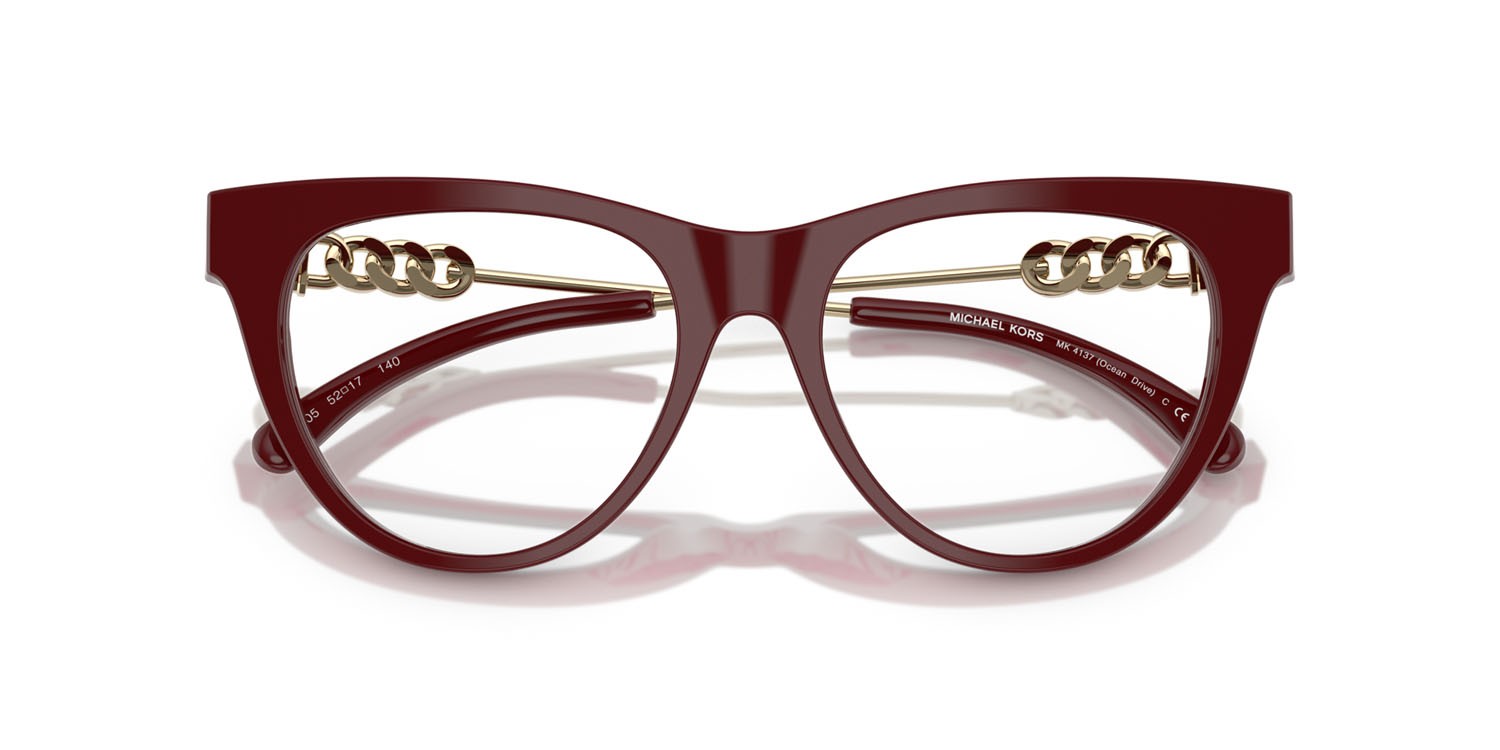 Occhiali da vista Michael Kors Ocean Drive MK 4137 (4004) colore rosso intenso forma cat eye lenti lente demo