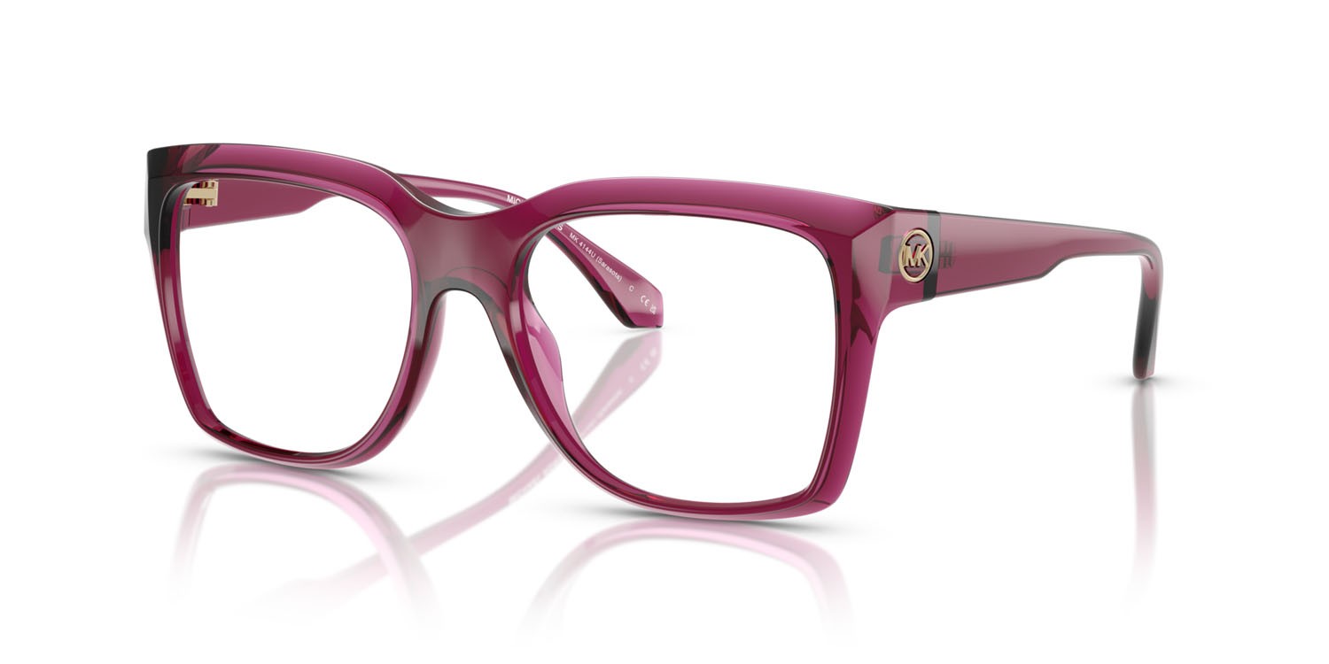 Occhiali da vista Michael Kors Sarasota MK 4144U (4020) colore rosso berry trasparente forma quadrato lenti lente demo