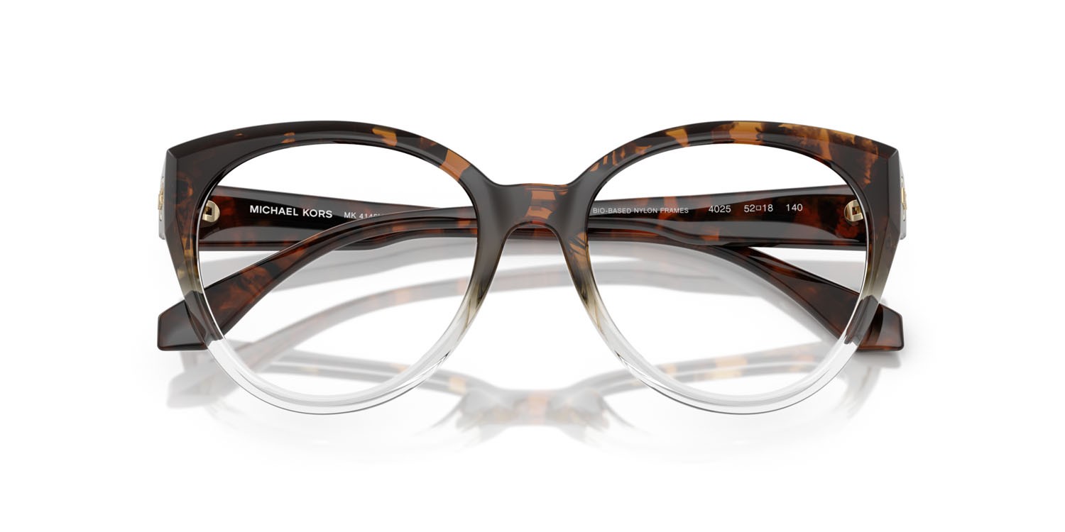 Occhiali da vista Michael Kors Amelia Island MK 4145U (4025) colore tartarugato scuro a trasparente forma rotondo lenti lente demo