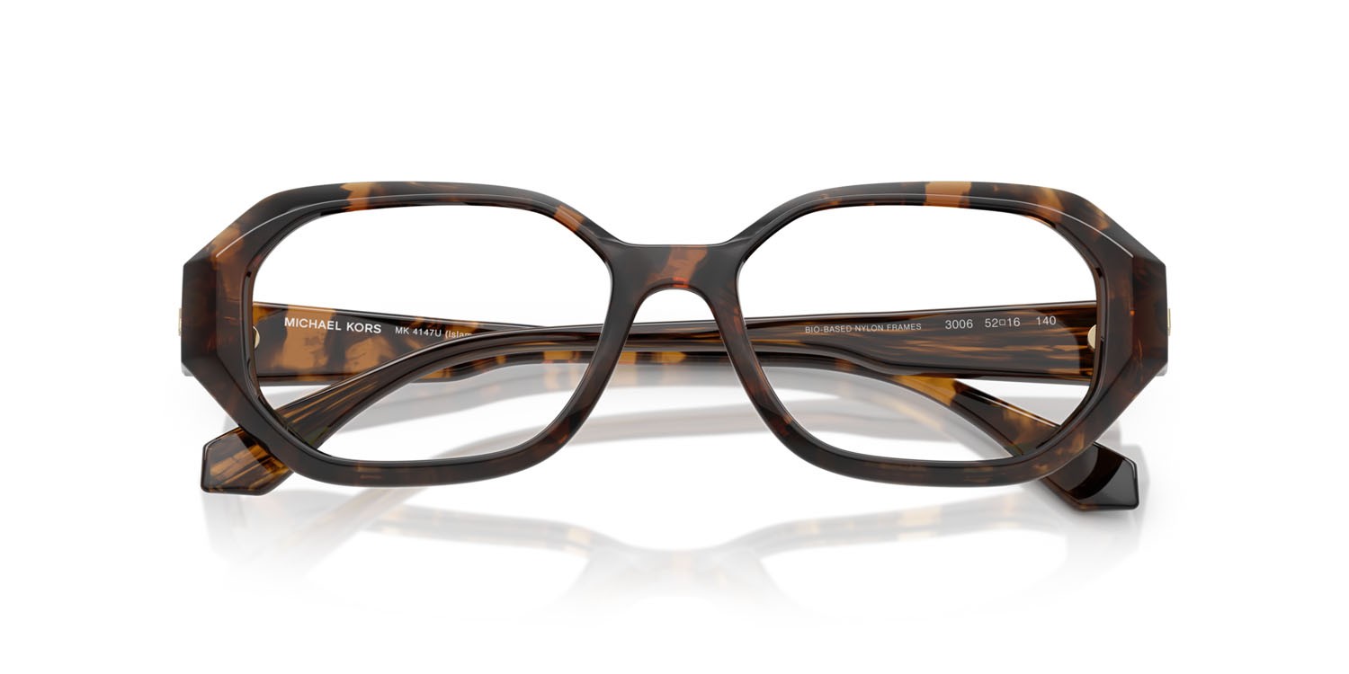 Occhiali da vista Michael Kors Islamorada MK 4147U (3006) colore tartarugato scuro forma irregolare lenti lente demo