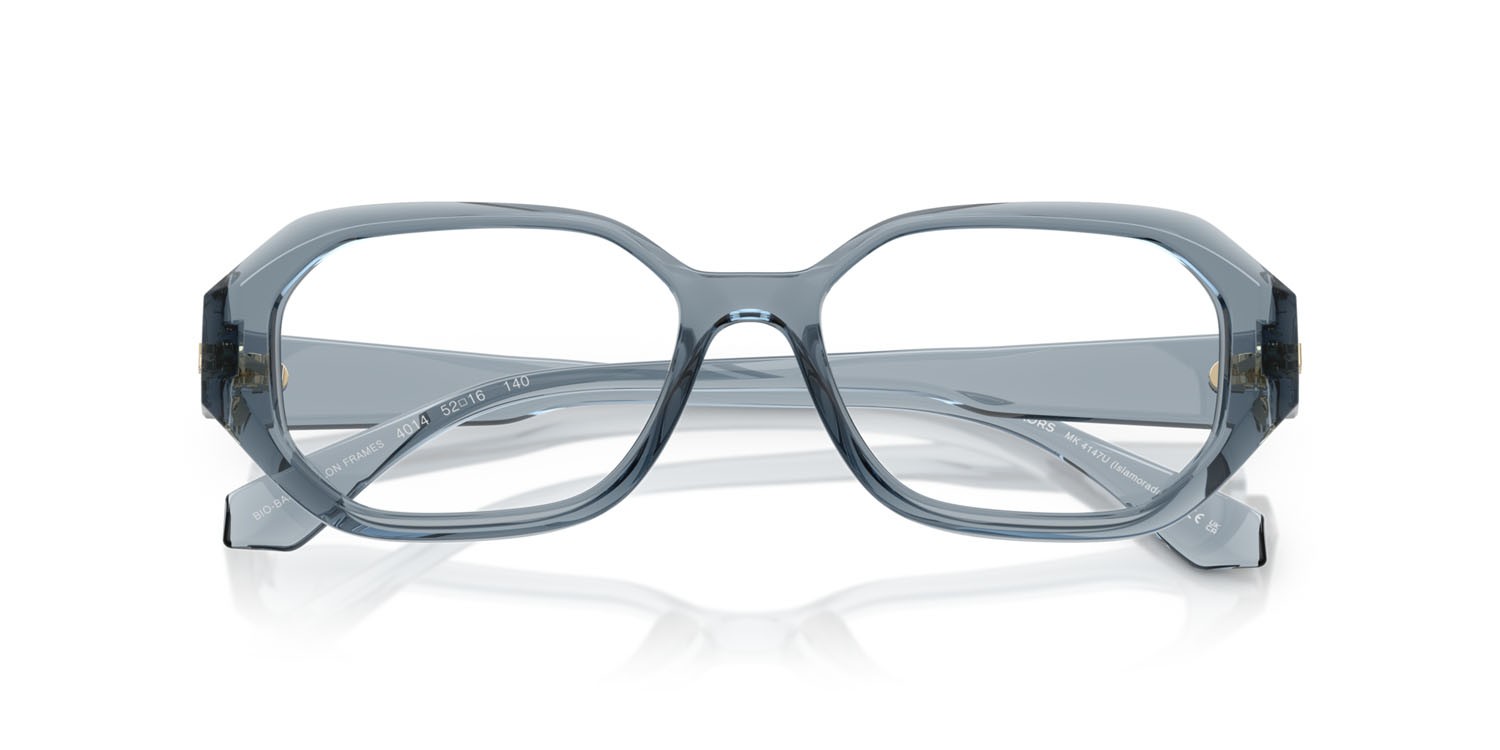Occhiali da vista Michael Kors Islamorada MK 4147U (4014) colore denim trasparente forma irregolare lenti lente demo