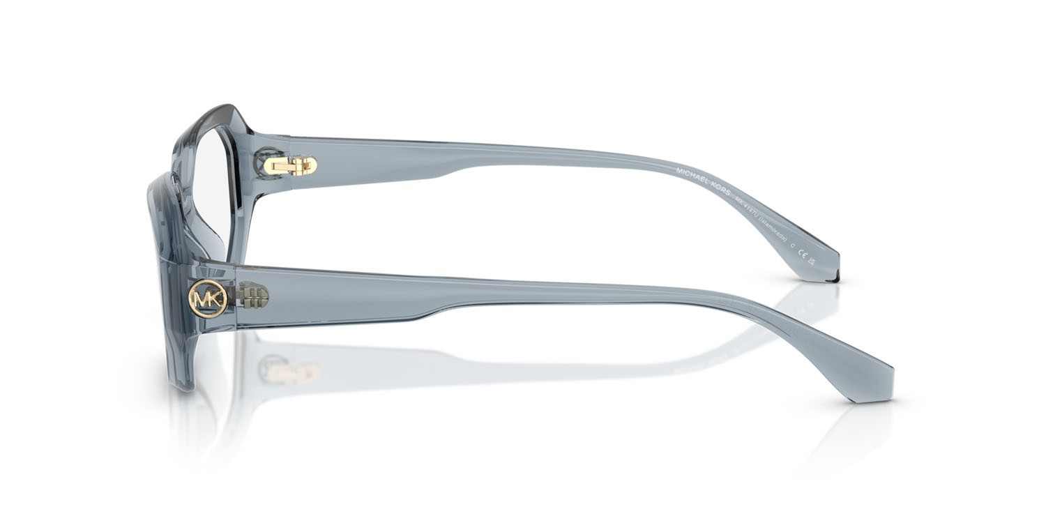 Occhiali da vista Michael Kors Islamorada MK 4147U (4014) colore denim trasparente forma irregolare lenti lente demo