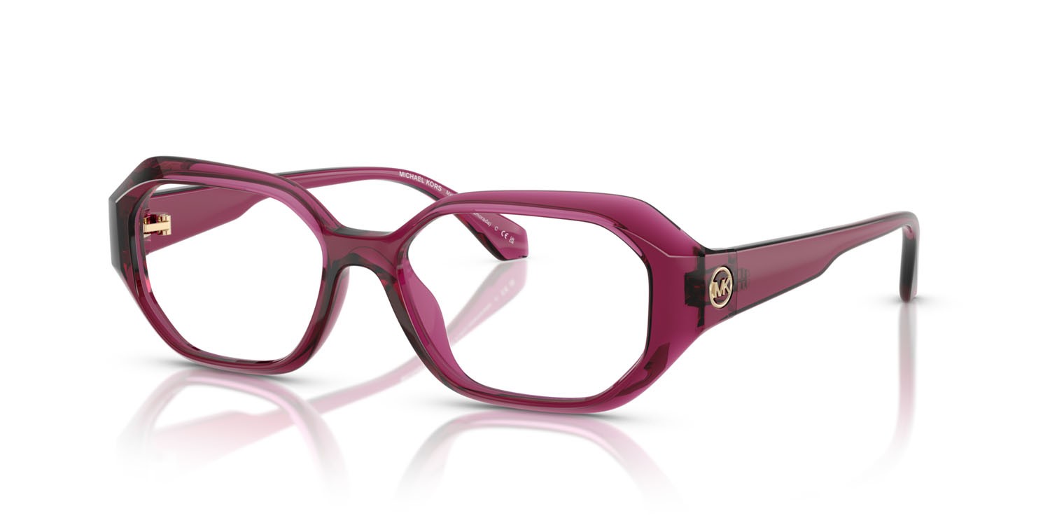 Occhiali da vista Michael Kors Islamorada MK 4147U (4020) colore rosso berry trasparente forma irregolare lenti lente demo