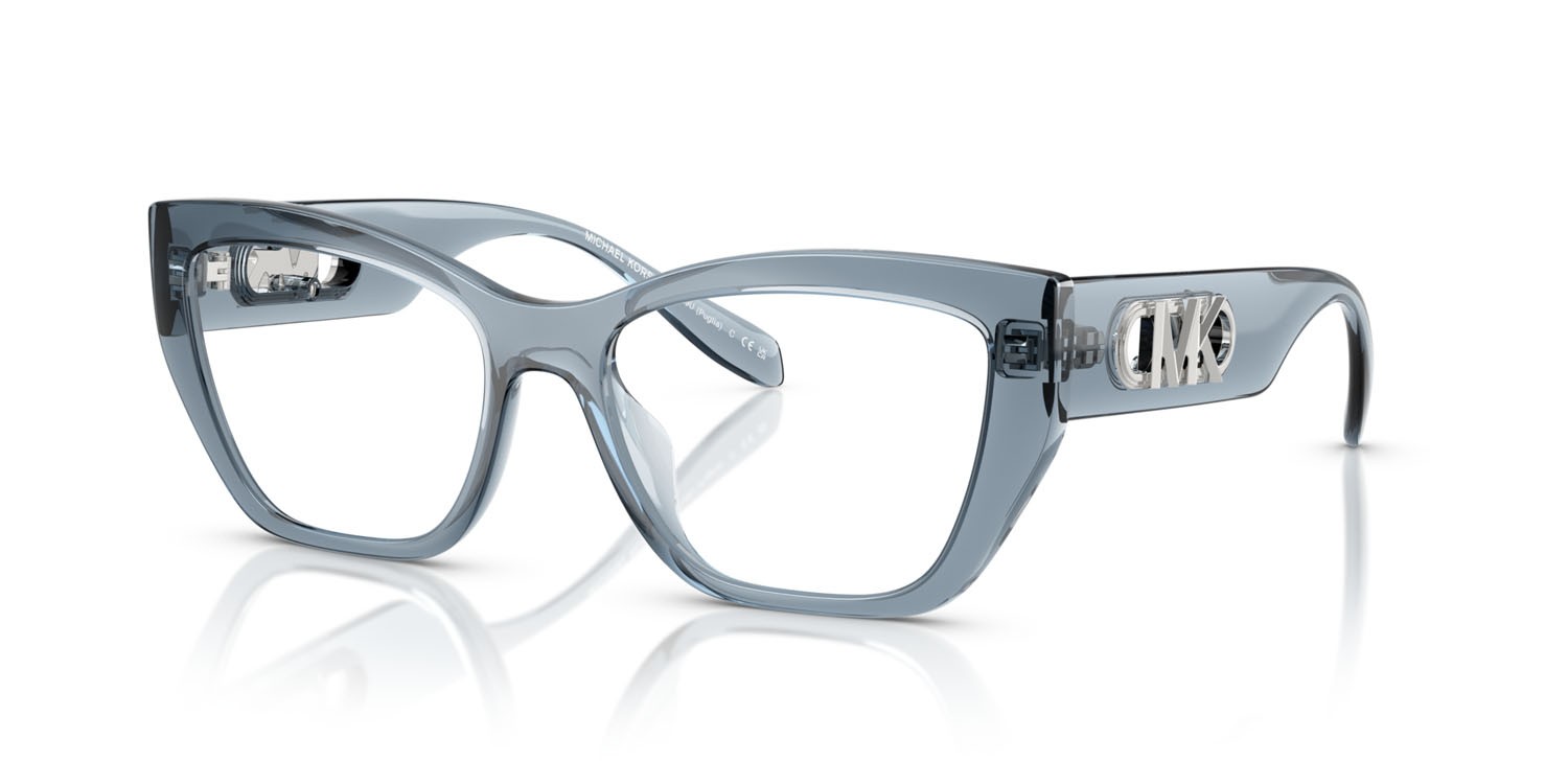 Occhiali da vista Michael Kors Puglia MK 4149U (4014) colore denim trasparente forma rettangolare lenti lente demo