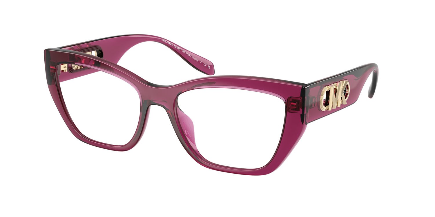 Occhiali da vista Michael Kors Puglia MK 4149U (4020) colore rosso berry trasparente forma rettangolare lenti lente demo
