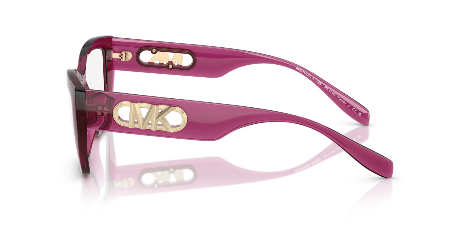 Occhiali da vista Michael Kors Puglia MK 4149U (4020) colore rosso berry trasparente forma rettangolare lenti lente demo