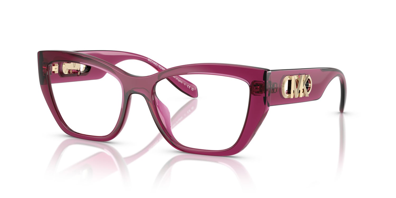 Occhiali da vista Michael Kors Puglia MK 4149U (4020) colore rosso berry trasparente forma rettangolare lenti lente demo