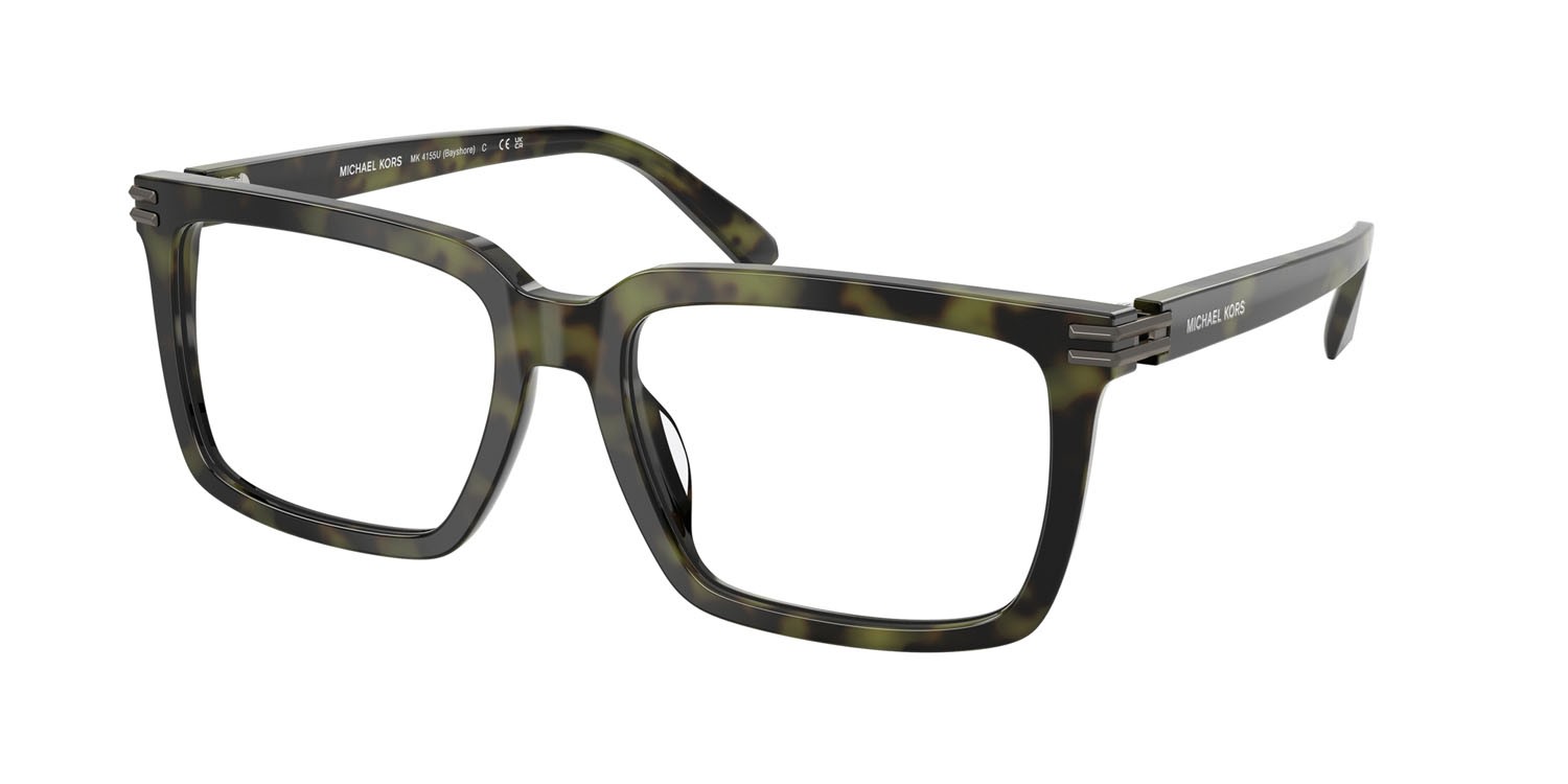Occhiali da vista Michael Kors Bayshore MK 4155U (3705) colore verde oliva tartarugato forma quadrato lenti lente demo