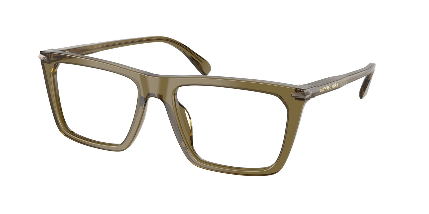 Occhiali da vista Michael Kors Echo Park MK 4157U (4012) colore verde oliva trasparente forma rettangolare lenti lente demo