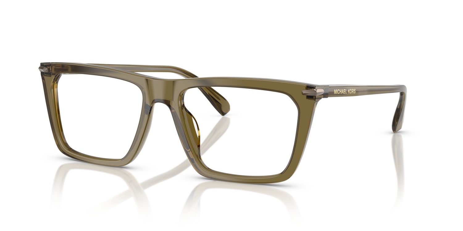 Occhiali da vista Michael Kors Echo Park MK 4157U (4012) colore verde oliva trasparente forma rettangolare lenti lente demo