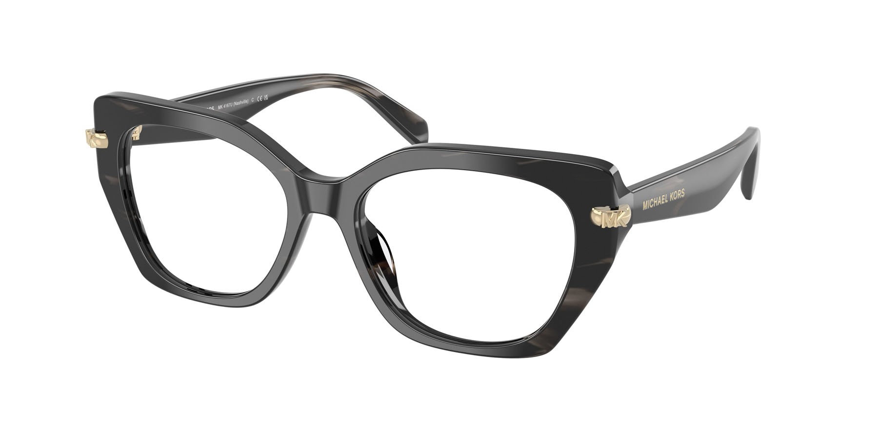 Occhiali da vista Michael Kors Nashville MK 4167U (4034) colore corno nero forma irregolare lenti lente demo