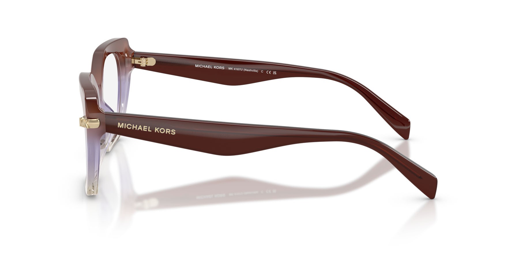 Occhiali da vista Michael Kors Nashville MK 4167U (4036) colore vinaccia sfumato forma irregolare lenti lente demo
