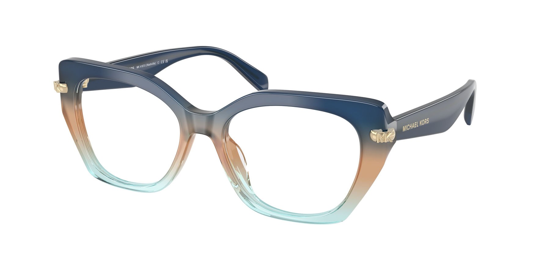 Occhiali da vista Michael Kors Nashville MK 4167U (4037) colore blu navy sfumato forma irregolare lenti lente demo
