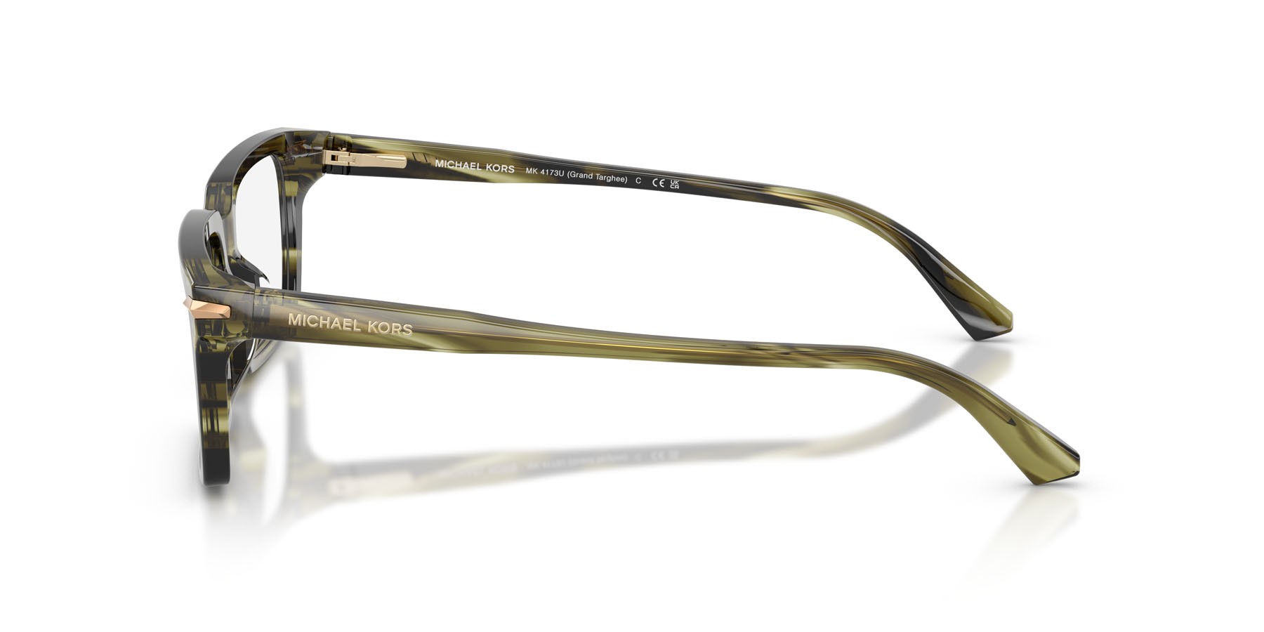 Occhiali da vista Michael Kors Grand Targhee MK 4173U (4040) colore verde oliva effetto corno forma rettangolare lenti lente demo