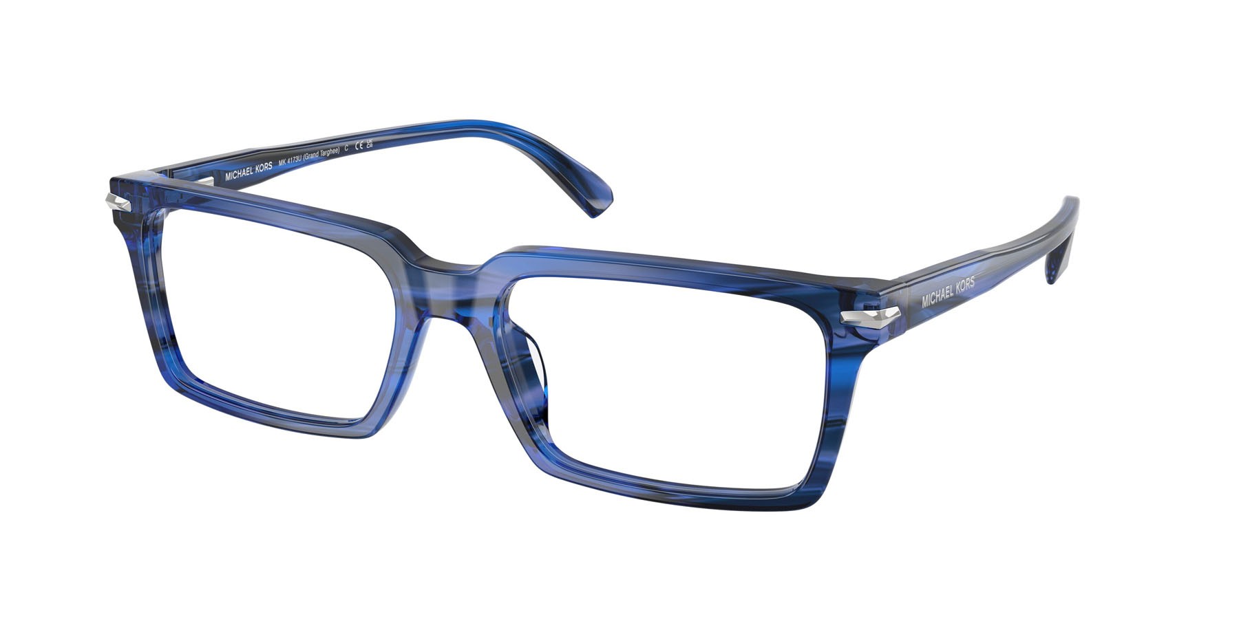 Occhiali da vista Michael Kors Grand Targhee MK 4173U (4041) colore blu effetto corno forma rettangolare lenti lente demo