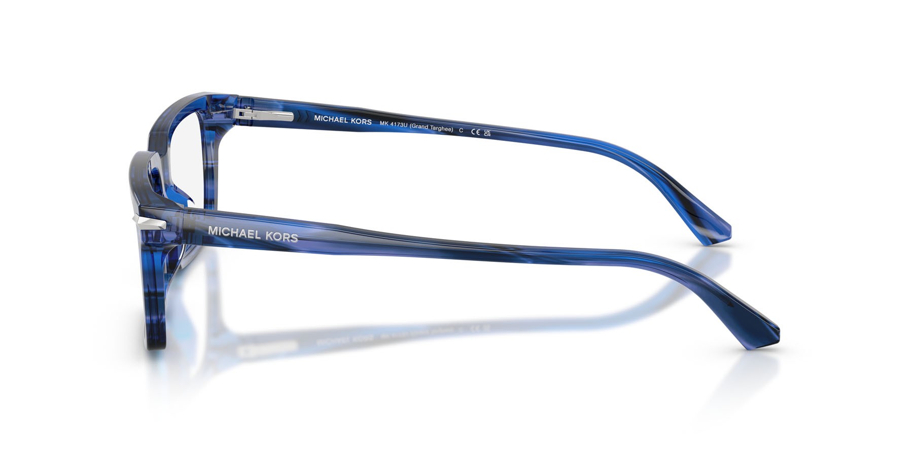 Occhiali da vista Michael Kors Grand Targhee MK 4173U (4041) colore blu effetto corno forma rettangolare lenti lente demo