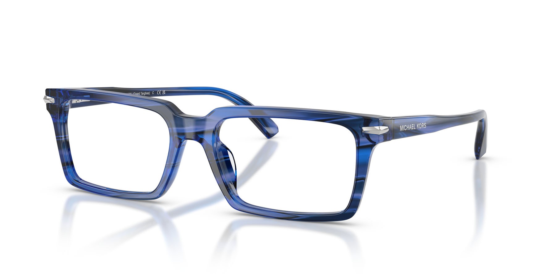 Occhiali da vista Michael Kors Grand Targhee MK 4173U (4041) colore blu effetto corno forma rettangolare lenti lente demo