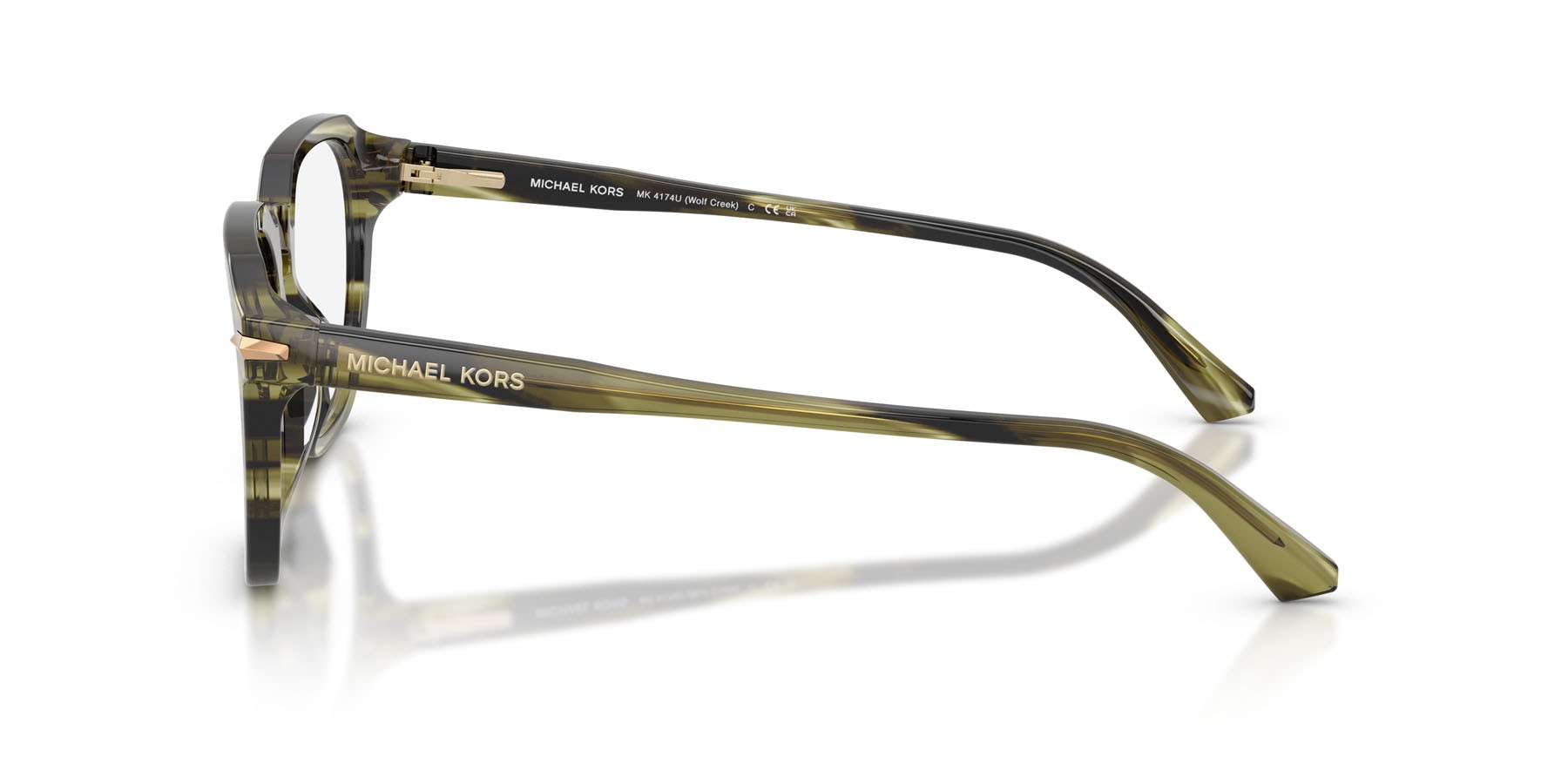 Occhiali da vista Michael Kors Wolf Creek MK 4174U (4040) colore verde oliva effetto corno forma quadrato lenti lente demo