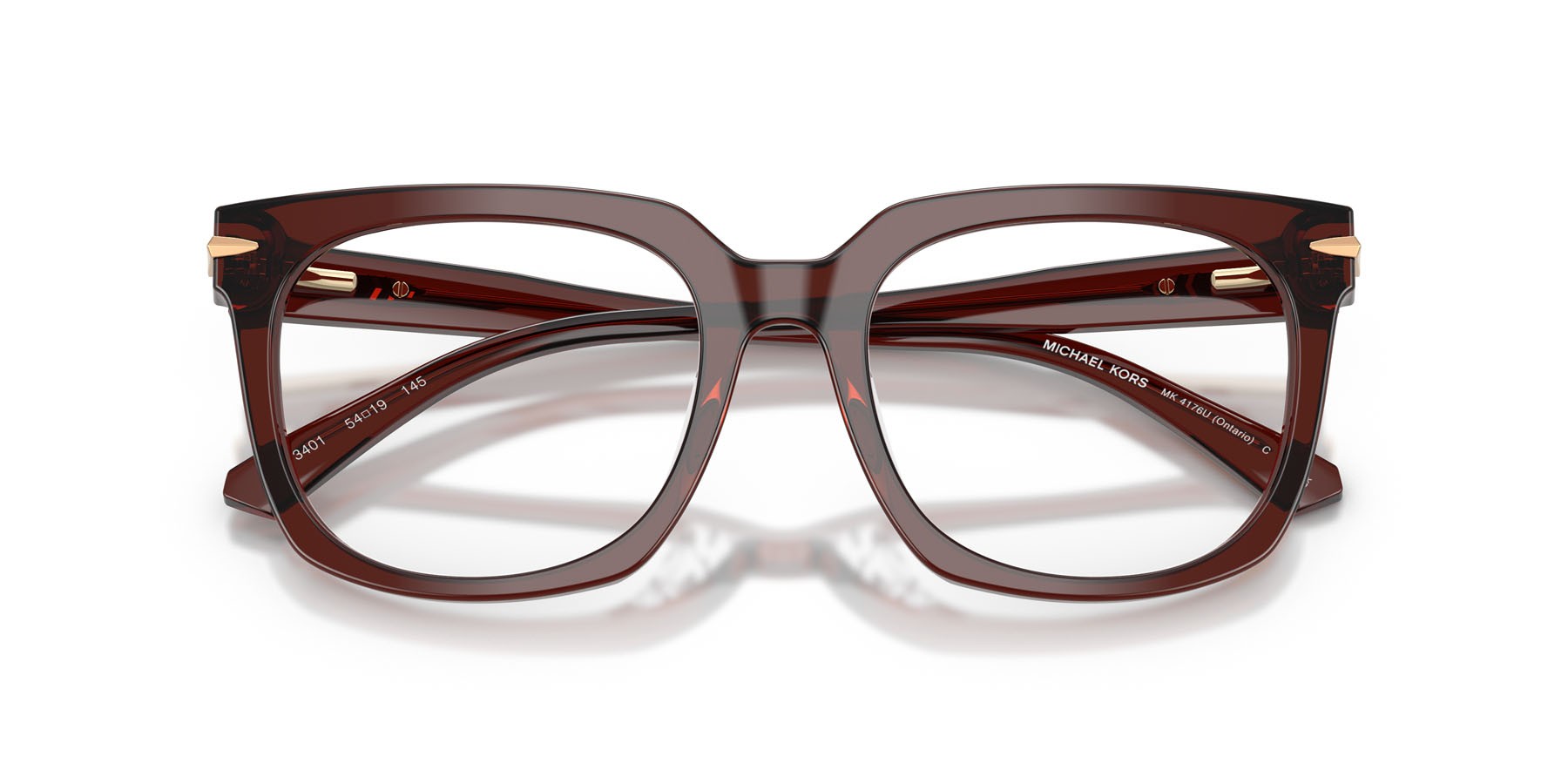 Occhiali da vista Michael Kors Ontario MK 4176U (3401) colore marrone trasparente forma quadrato lenti lente demo
