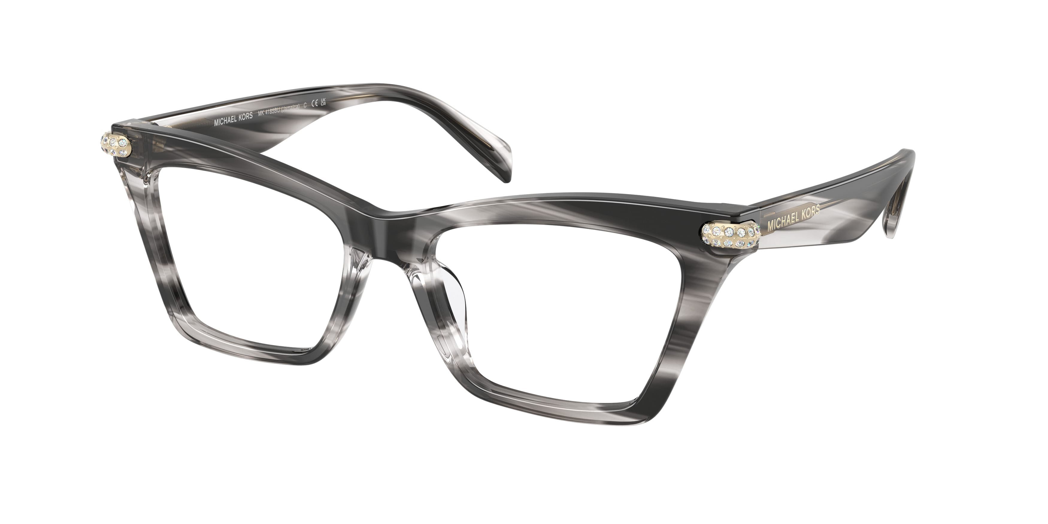 Occhiali da vista Michael Kors Jamaica MK 4185BU (4034) colore corno nero forma cat eye lenti lente demo