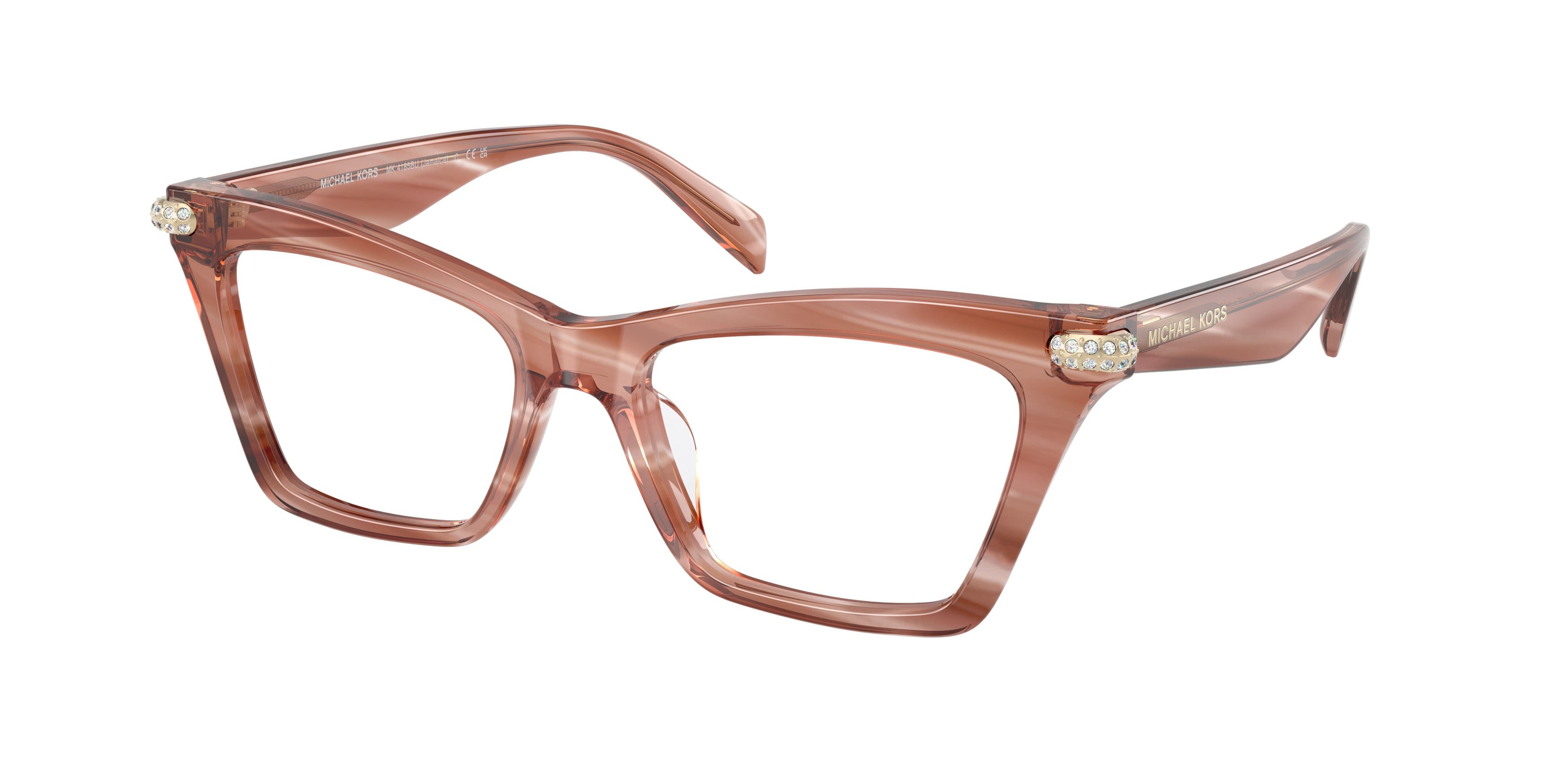 Occhiali da vista Michael Kors Jamaica MK 4185BU (4056) colore rosa effetto corno forma cat eye lenti lente demo