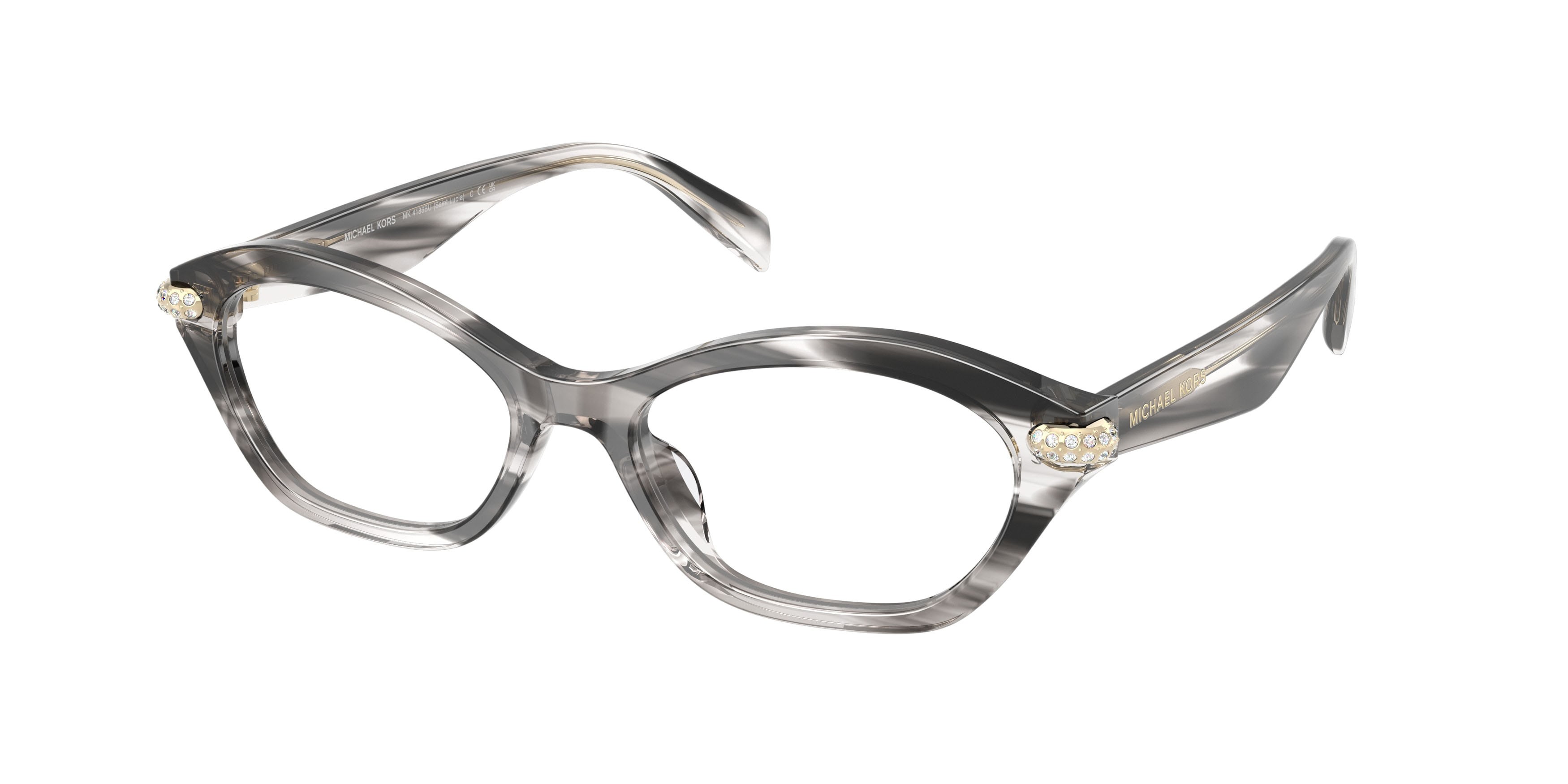Occhiali da vista Michael Kors Saint Lucia MK 4186BU (4034) colore corno nero forma ovale lenti lente demo