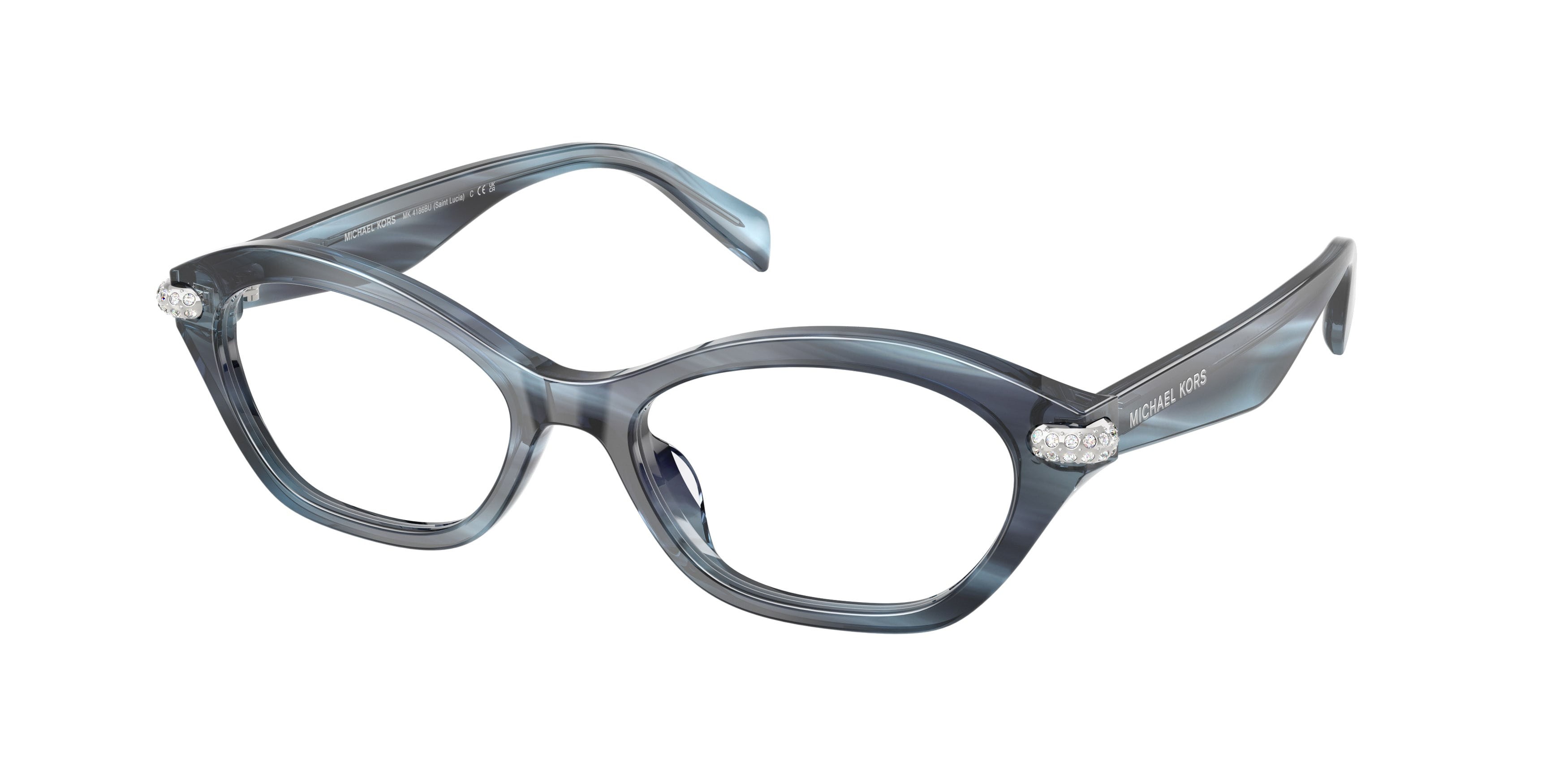Occhiali da vista Michael Kors Saint Lucia MK 4186BU (4054) colore denim horn forma ovale lenti lente demo