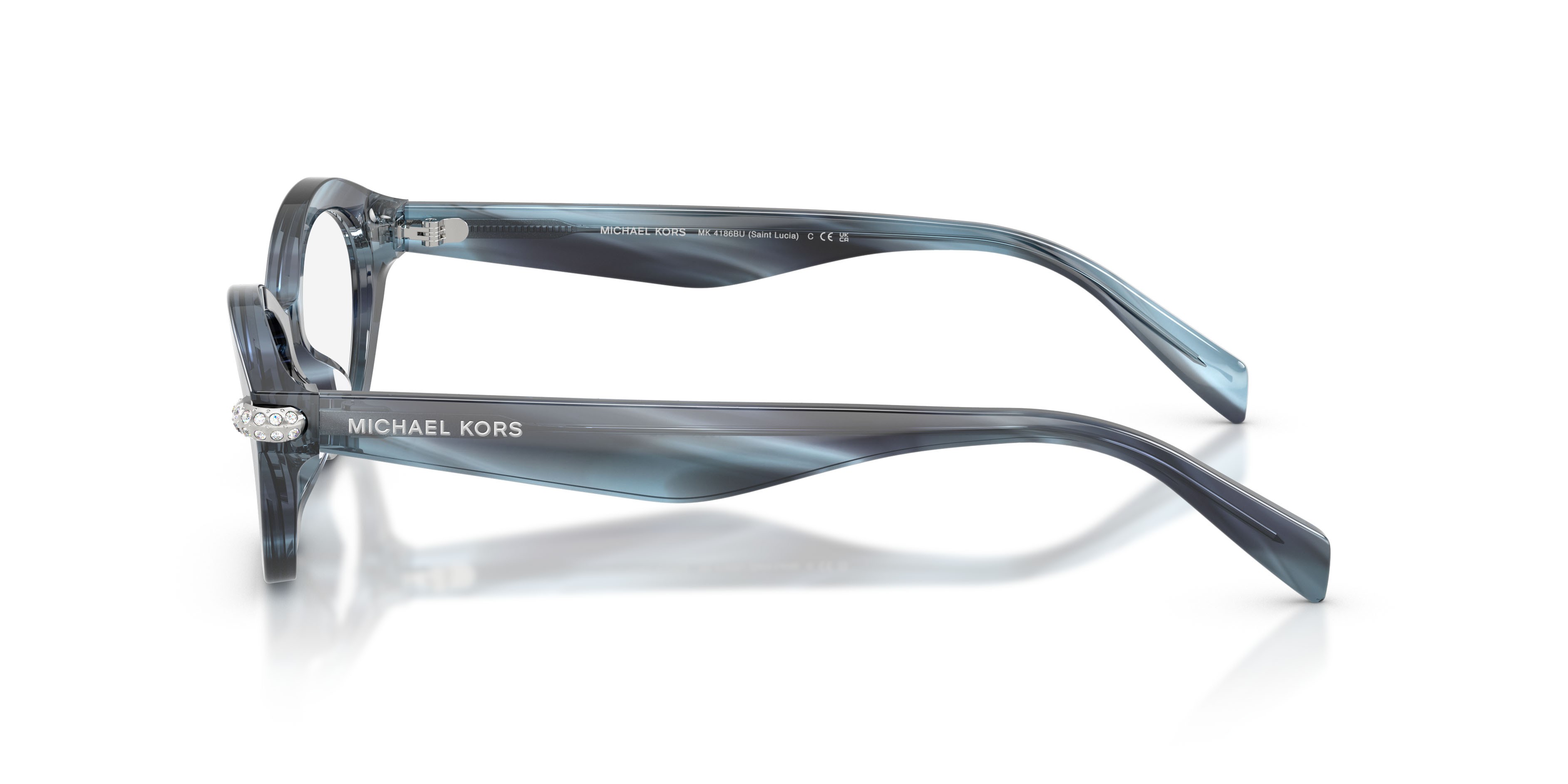 Occhiali da vista Michael Kors Saint Lucia MK 4186BU (4054) colore denim horn forma ovale lenti lente demo