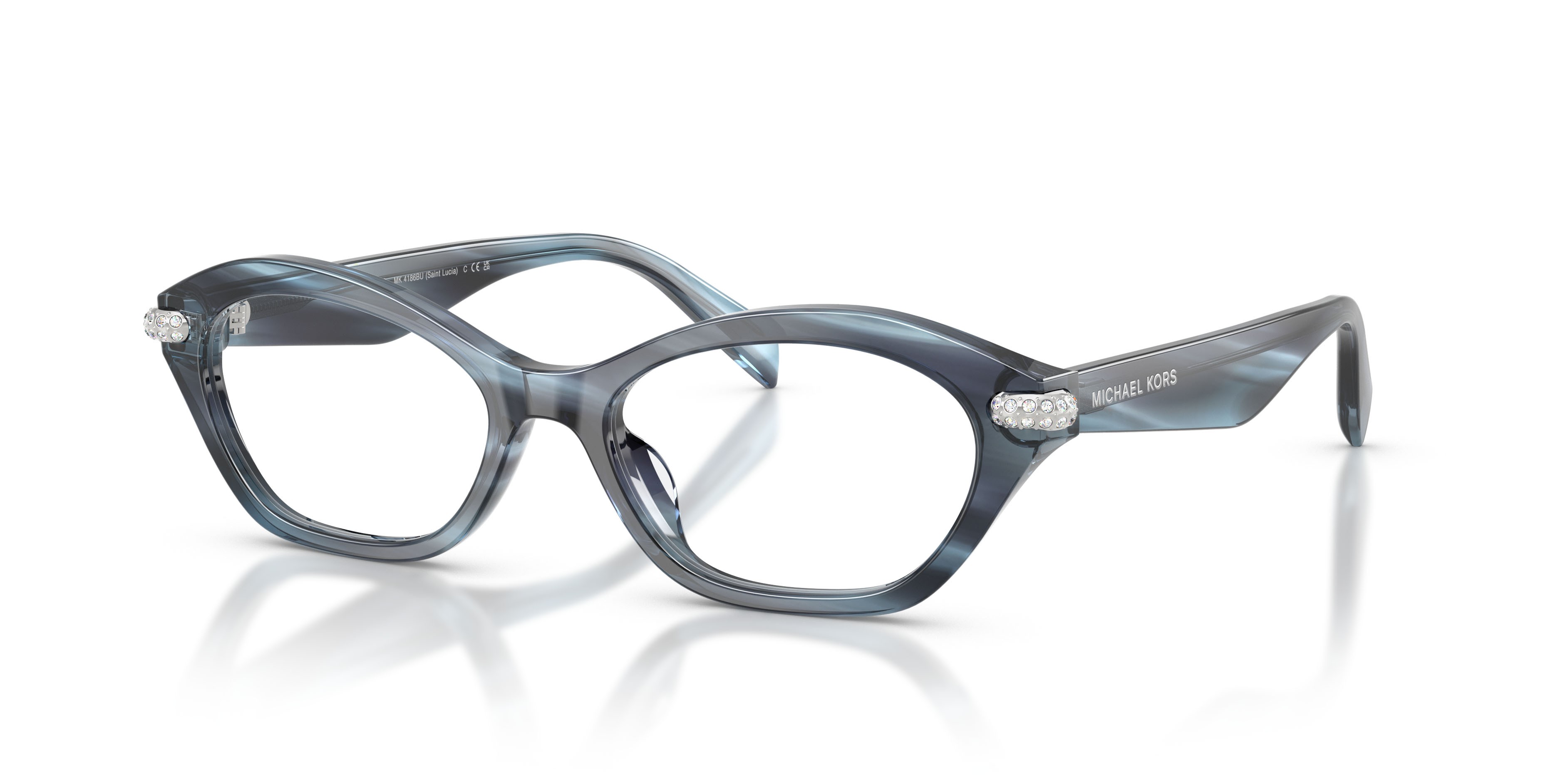 Occhiali da vista Michael Kors Saint Lucia MK 4186BU (4054) colore denim horn forma ovale lenti lente demo
