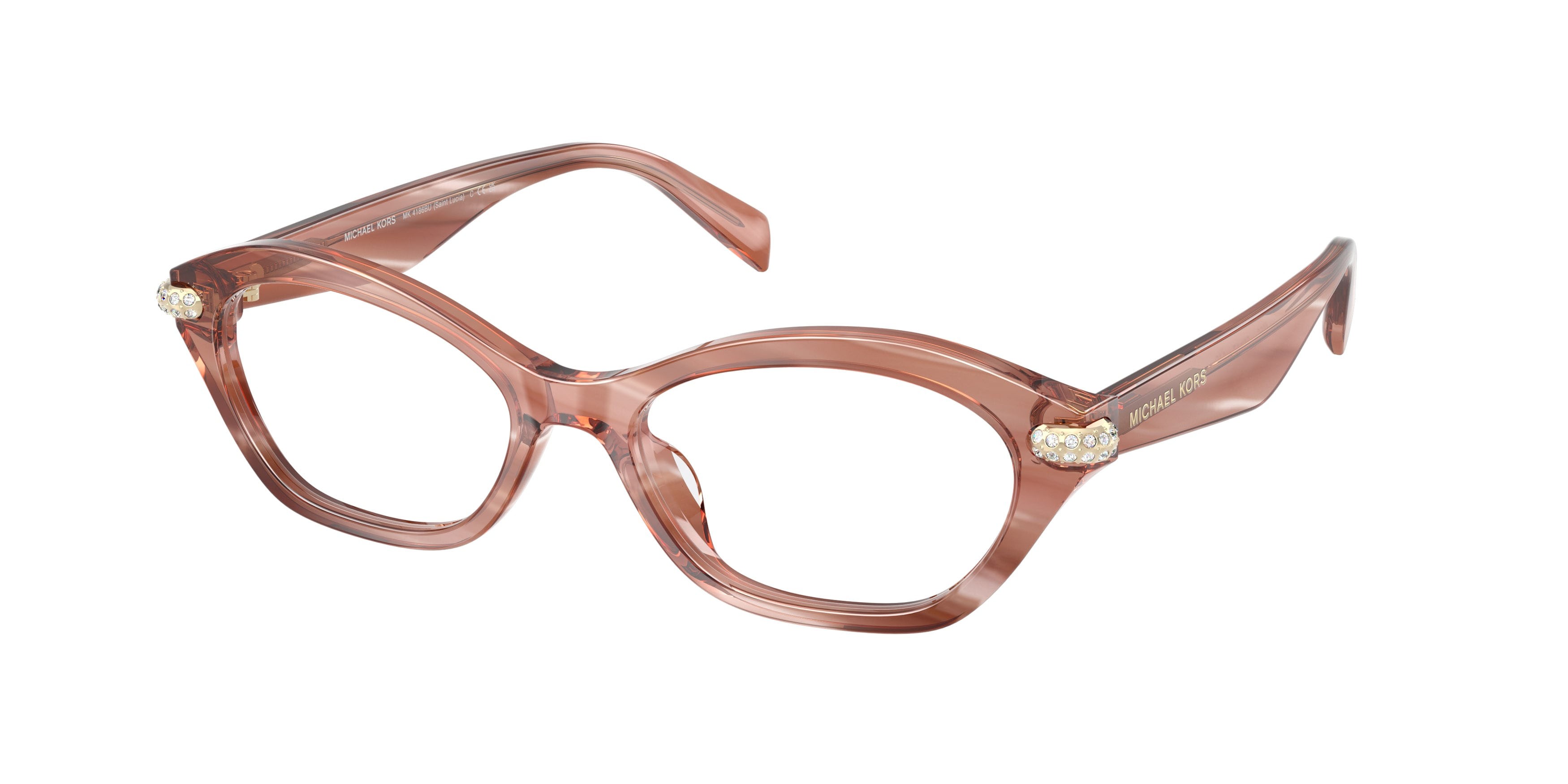 Occhiali da vista Michael Kors Saint Lucia MK 4186BU (4056) colore rosa effetto corno forma ovale lenti lente demo