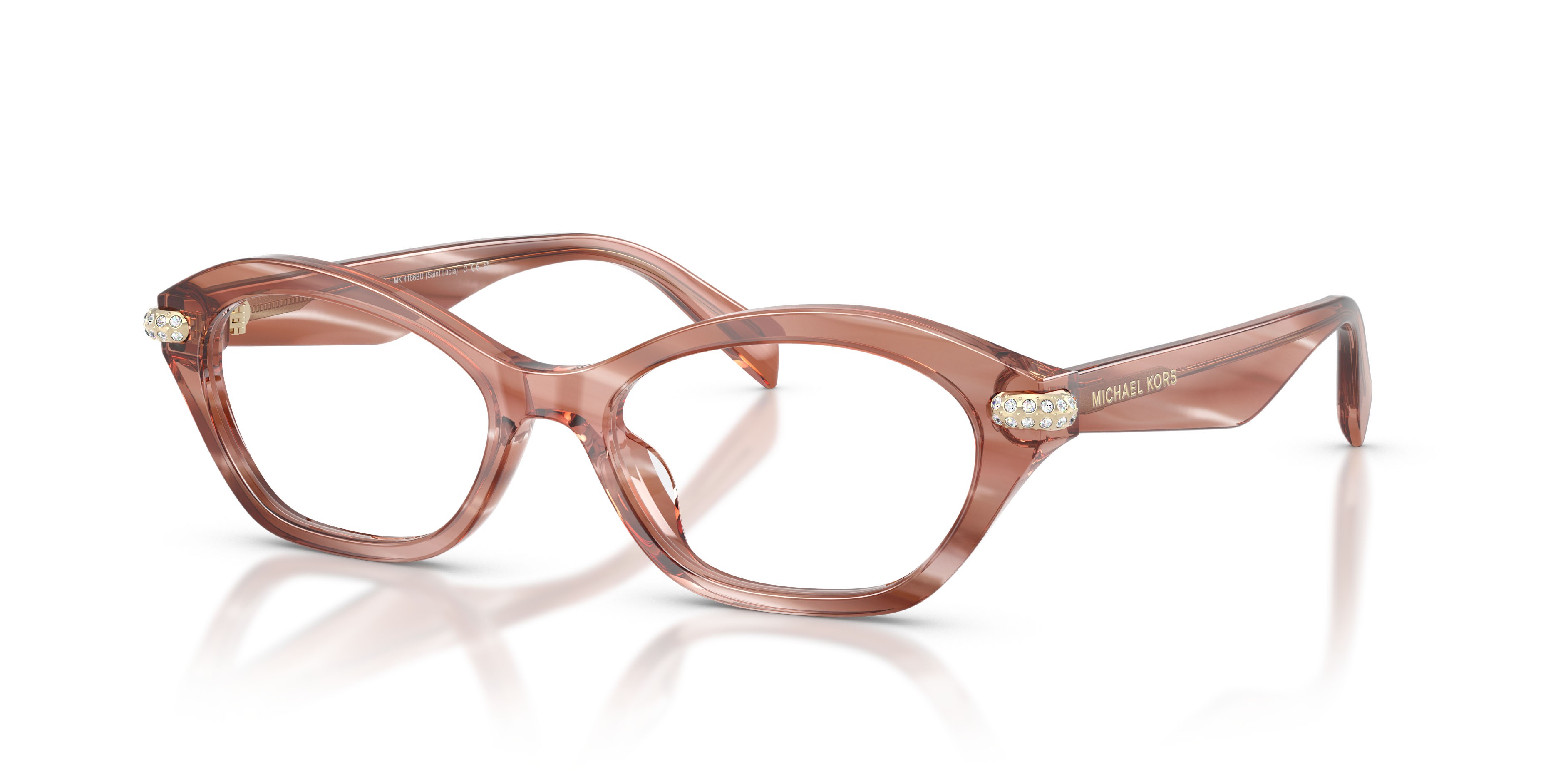 Occhiali da vista Michael Kors Saint Lucia MK 4186BU (4056) colore rosa effetto corno forma ovale lenti lente demo