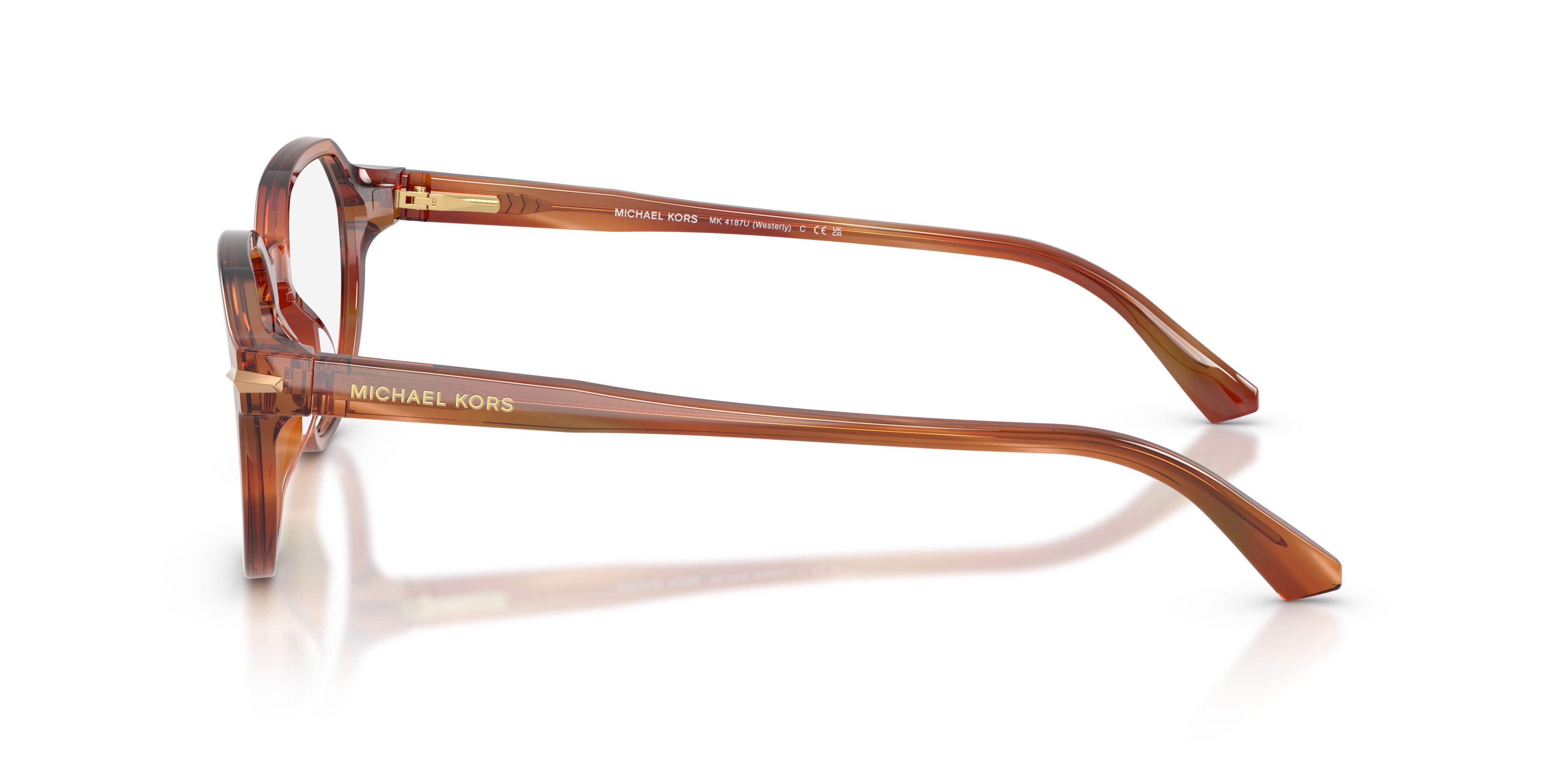 Occhiali da vista Michael Kors Westerly MK 4187U (4039) colore marrone effetto corno forma rotondo lenti lente demo