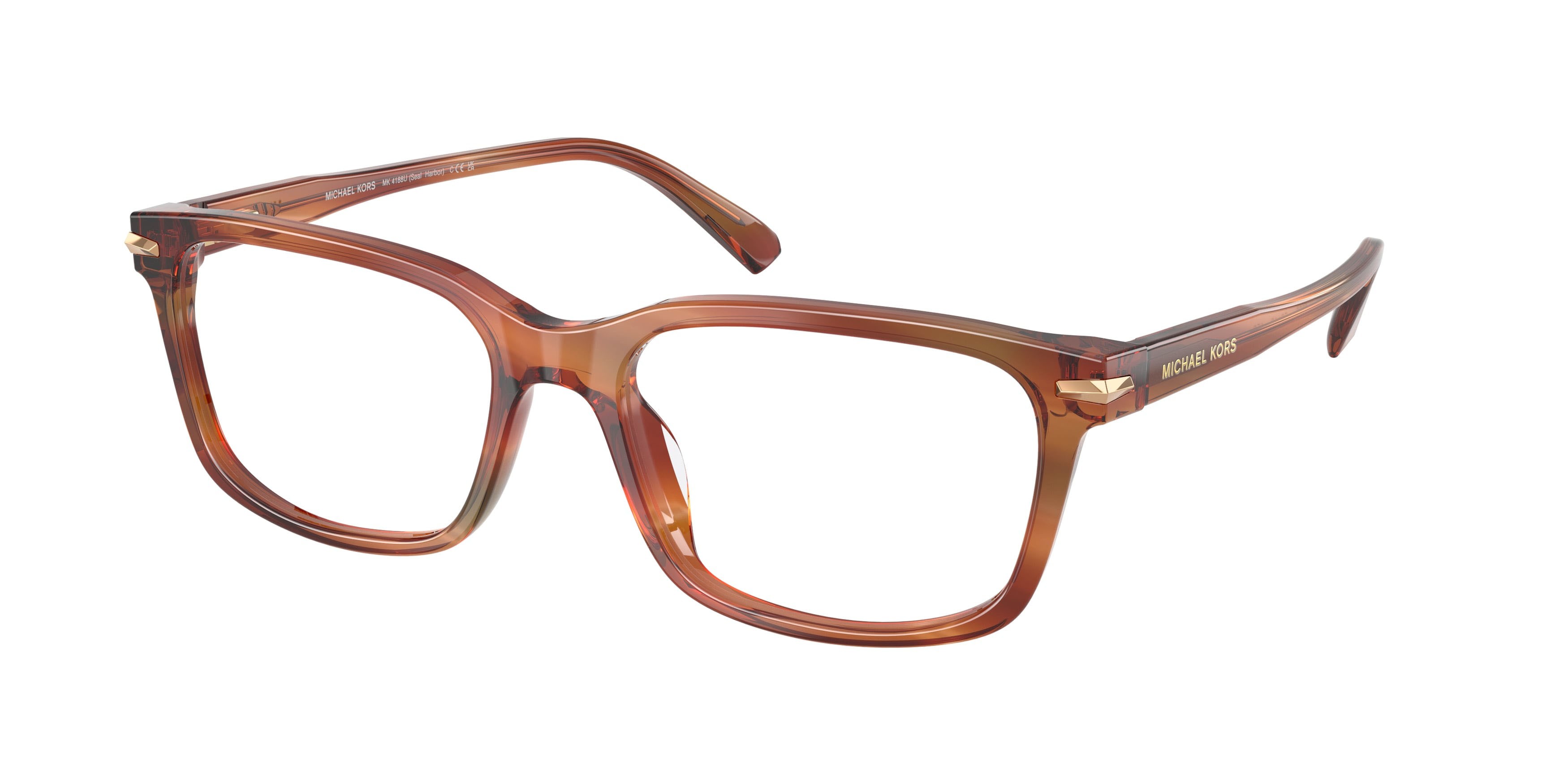Occhiali da vista Michael Kors Seal Harbor MK 4188U (4039) colore marrone effetto corno forma quadrato lenti lente demo