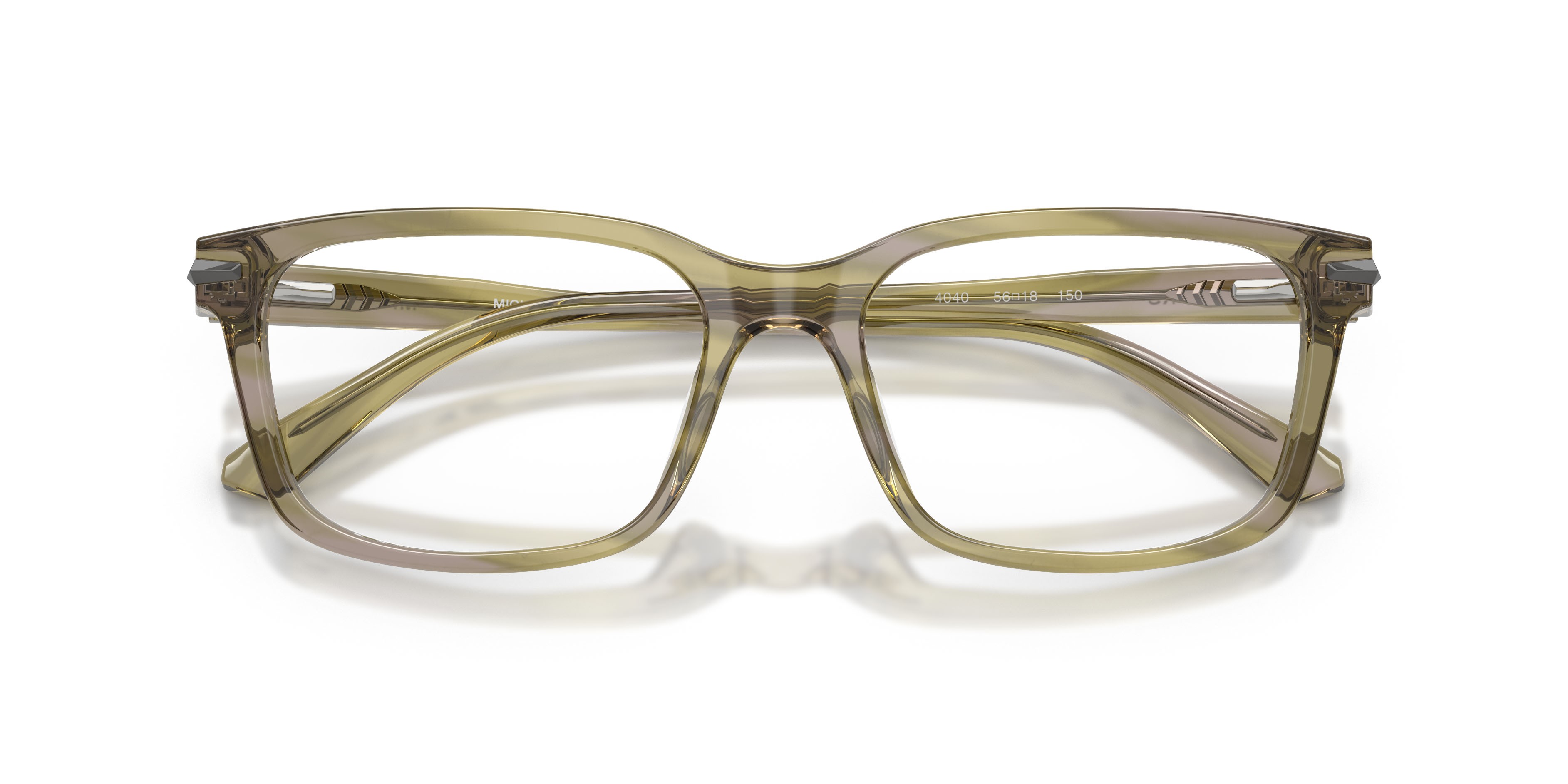 Occhiali da vista Michael Kors Seal Harbor MK 4188U (4040) colore verde oliva effetto corno forma quadrato lenti lente demo