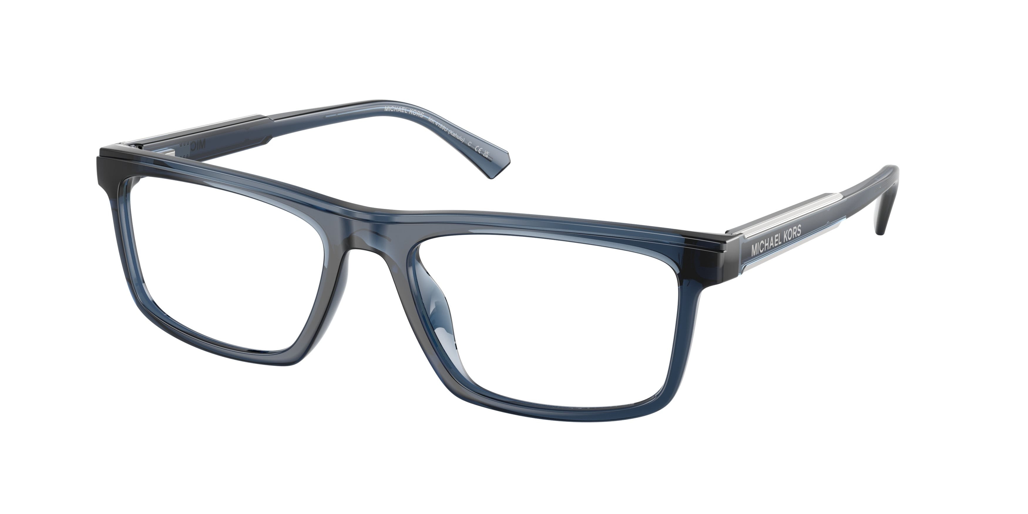 Occhiali da vista Michael Kors Kahulu MK 4189U (3002) colore blu navy trasparente forma rettangolare lenti lente demo