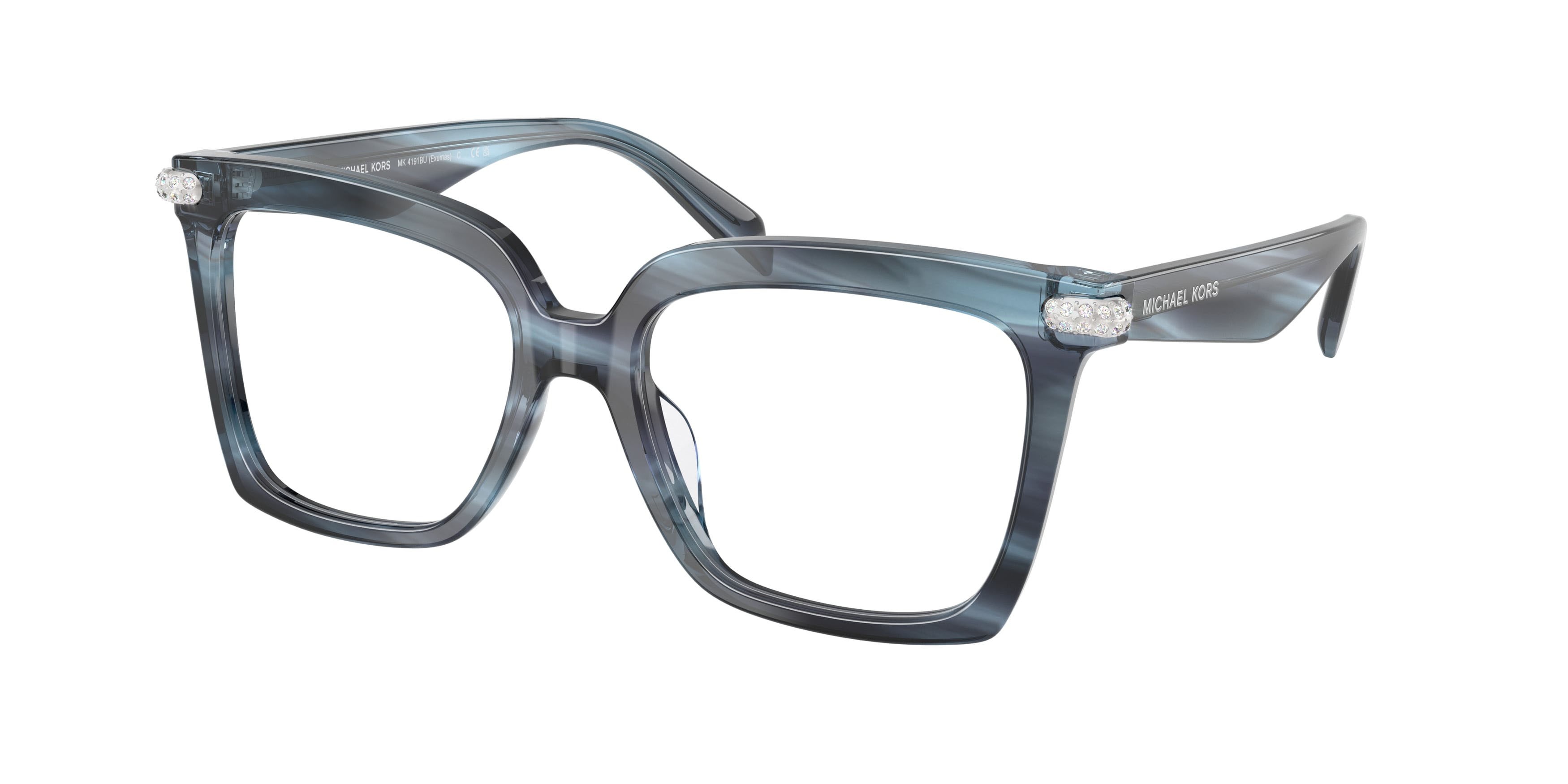Occhiali da vista Michael Kors Exumas MK 4191BU (4054) colore denim horn forma quadrato lenti lente demo