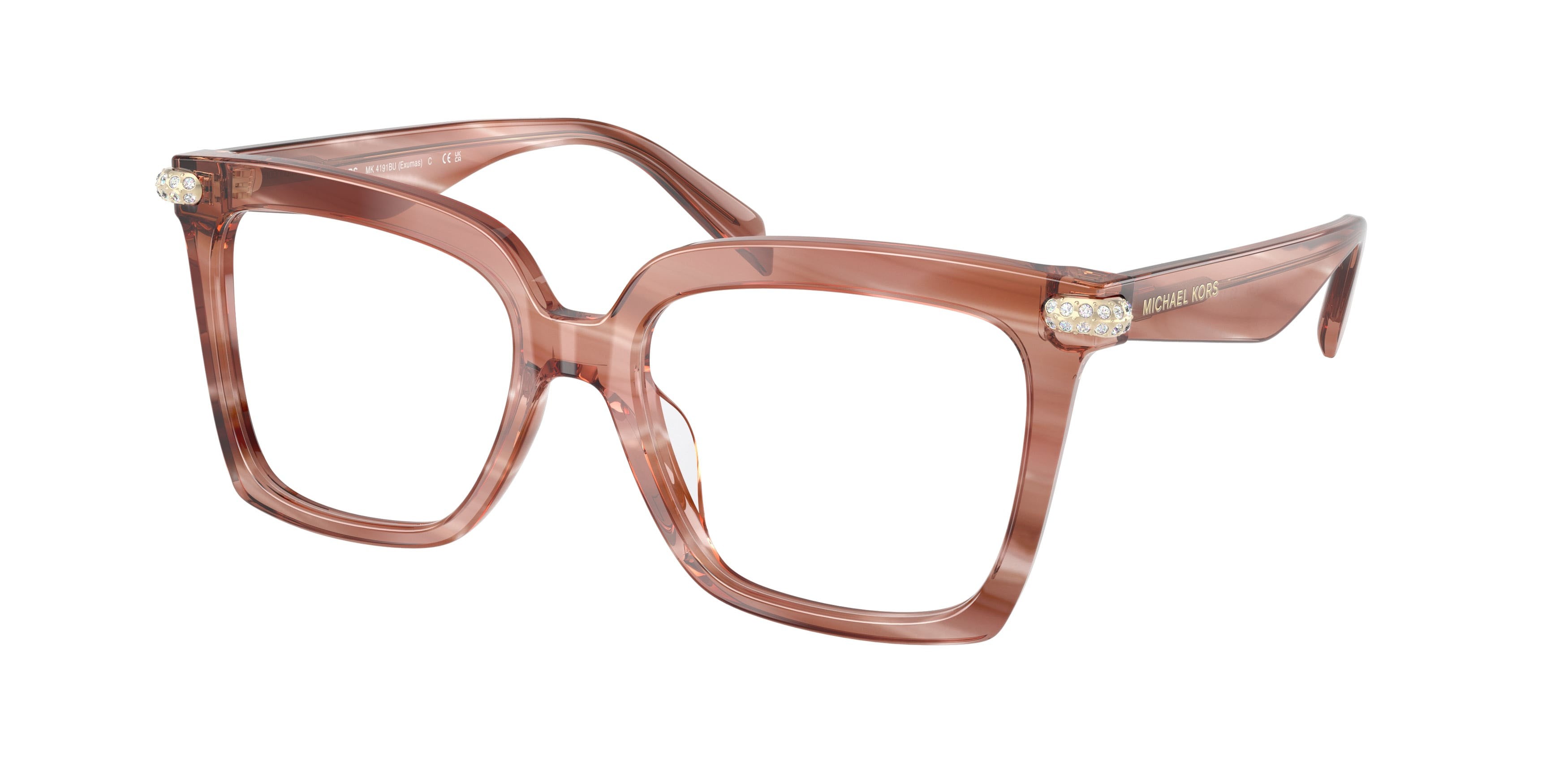 Occhiali da vista Michael Kors Exumas MK 4191BU (4056) colore rosa effetto corno forma quadrato lenti lente demo