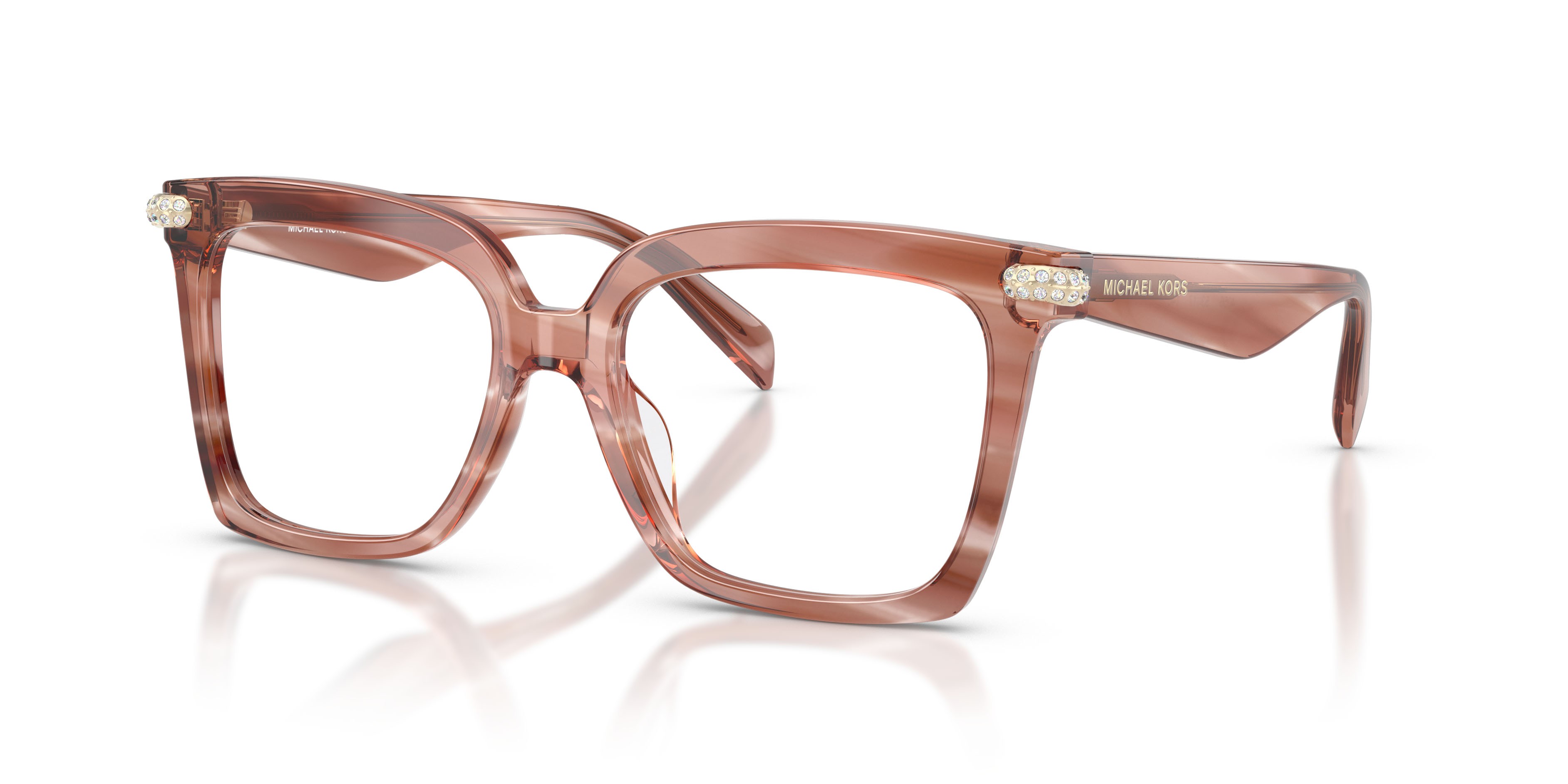 Occhiali da vista Michael Kors Exumas MK 4191BU (4056) colore rosa effetto corno forma quadrato lenti lente demo