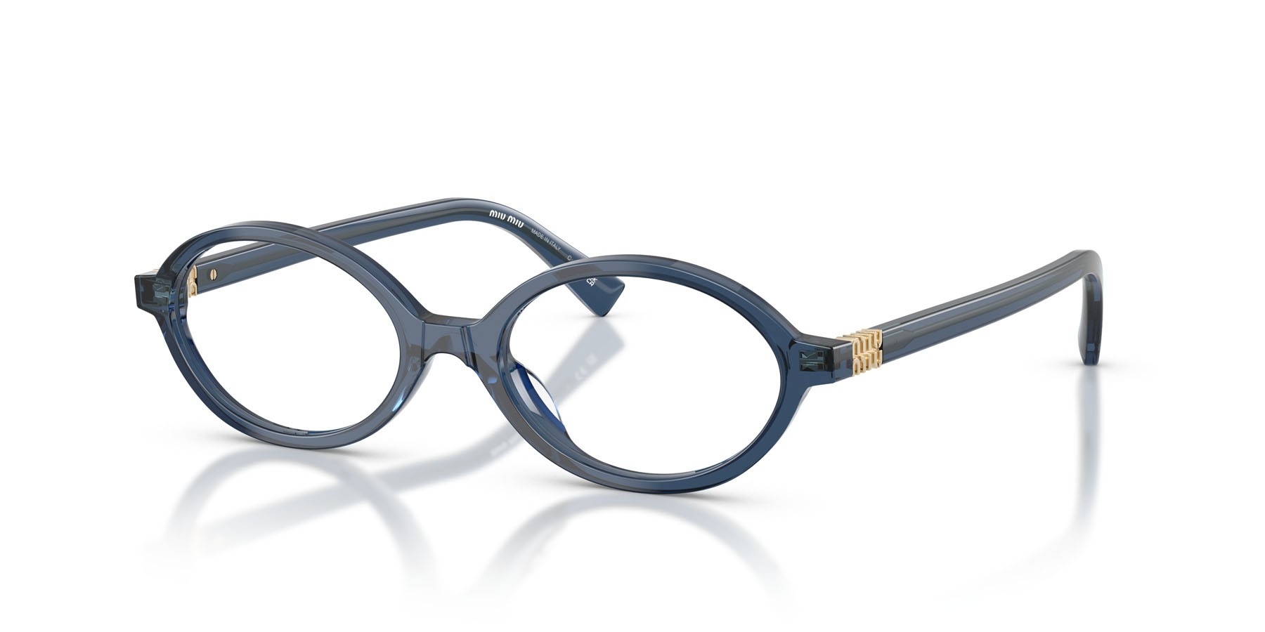 Eyeglasses Miu Miu MU 01XV (08Q1O1) color cristallo blu shape oval lenses lente demo