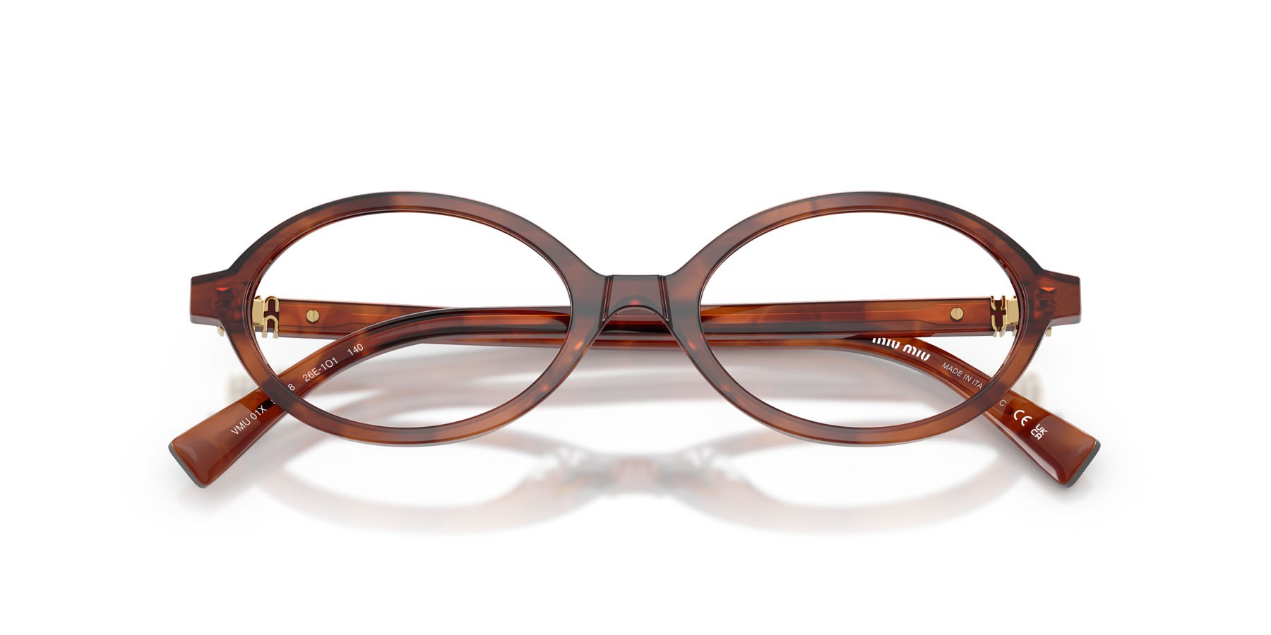 Eyeglasses Miu Miu MU 01XV (26E1O1) color tabacco striato shape oval lenses lente demo