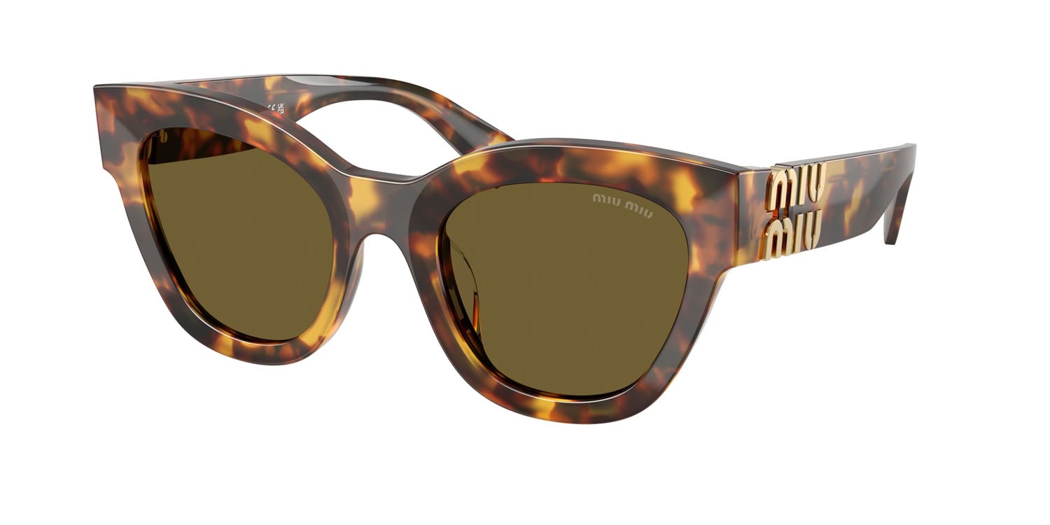 Occhiali da sole Miu Miu MU 01YS (14L09Z) colore havana miele forma quadrato lenti marrone scuro
