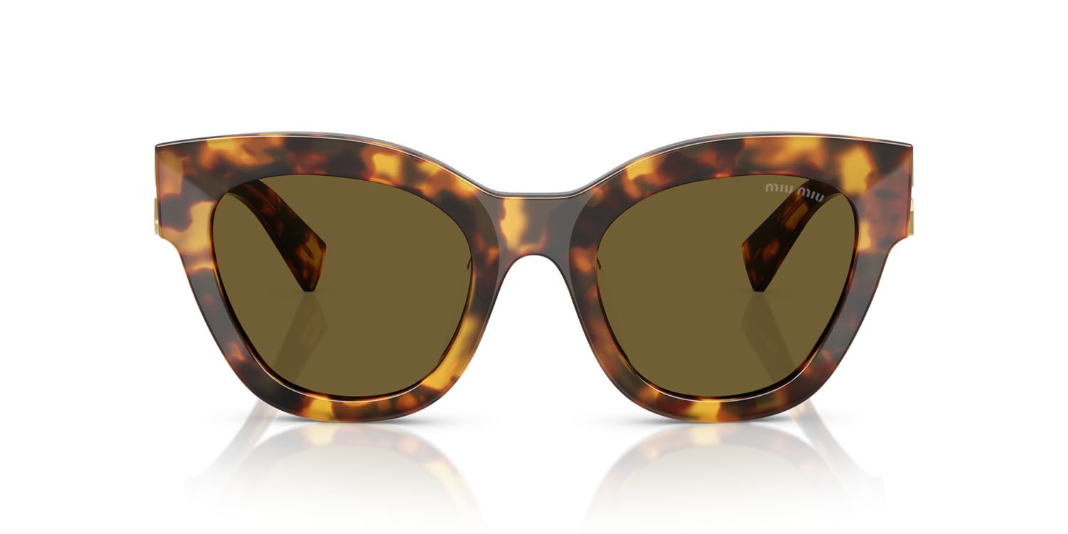Occhiali da sole Miu Miu MU 01YS (14L09Z) colore havana miele forma quadrato lenti marrone scuro