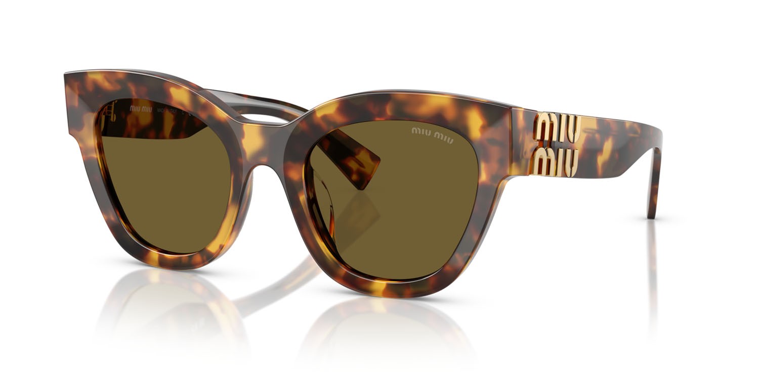 Occhiali da sole Miu Miu MU 01YS (14L09Z) colore havana miele forma quadrato lenti marrone scuro