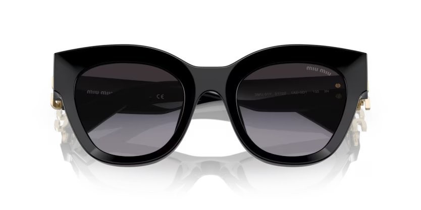 Occhiali da sole Miu Miu MU 01YS (1AB5D1) colore nero forma quadrato lenti sfumato grigio